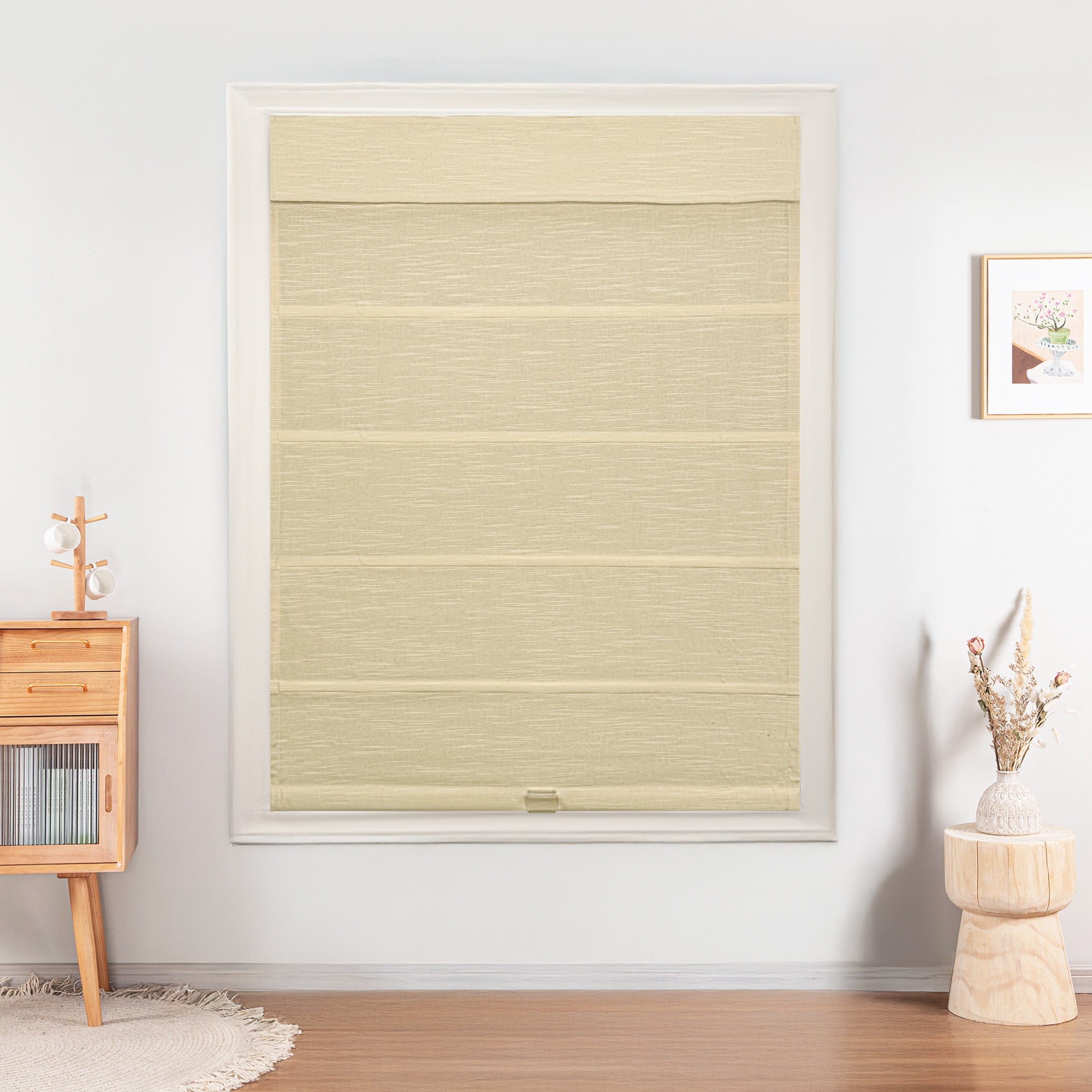 Jenna Linen Roman Shades & Blinds | Top Down Bottom Up-Neutral Decor