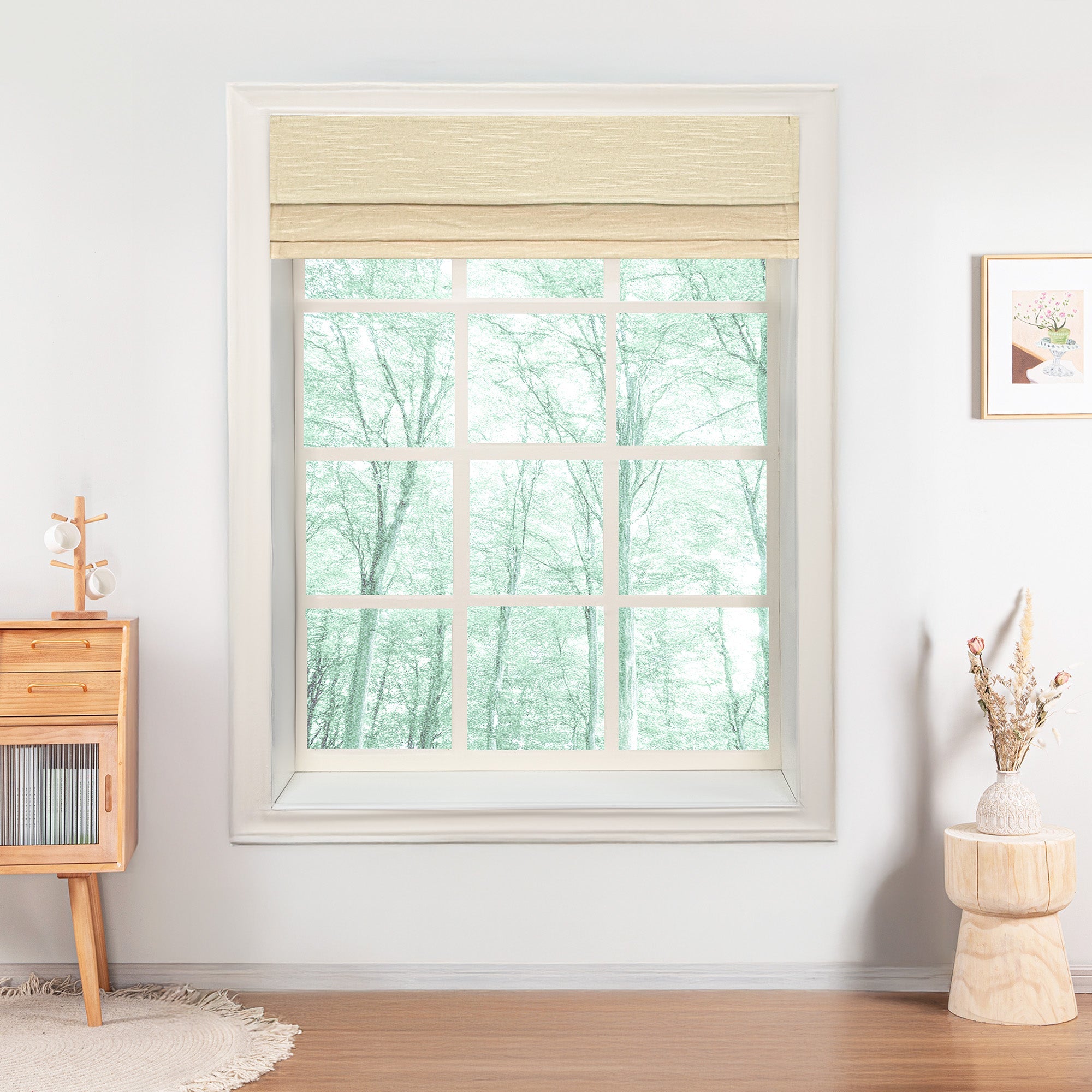 Jenna Linen Roman Shades & Blinds | Top Down Bottom Up-Neutral Decor