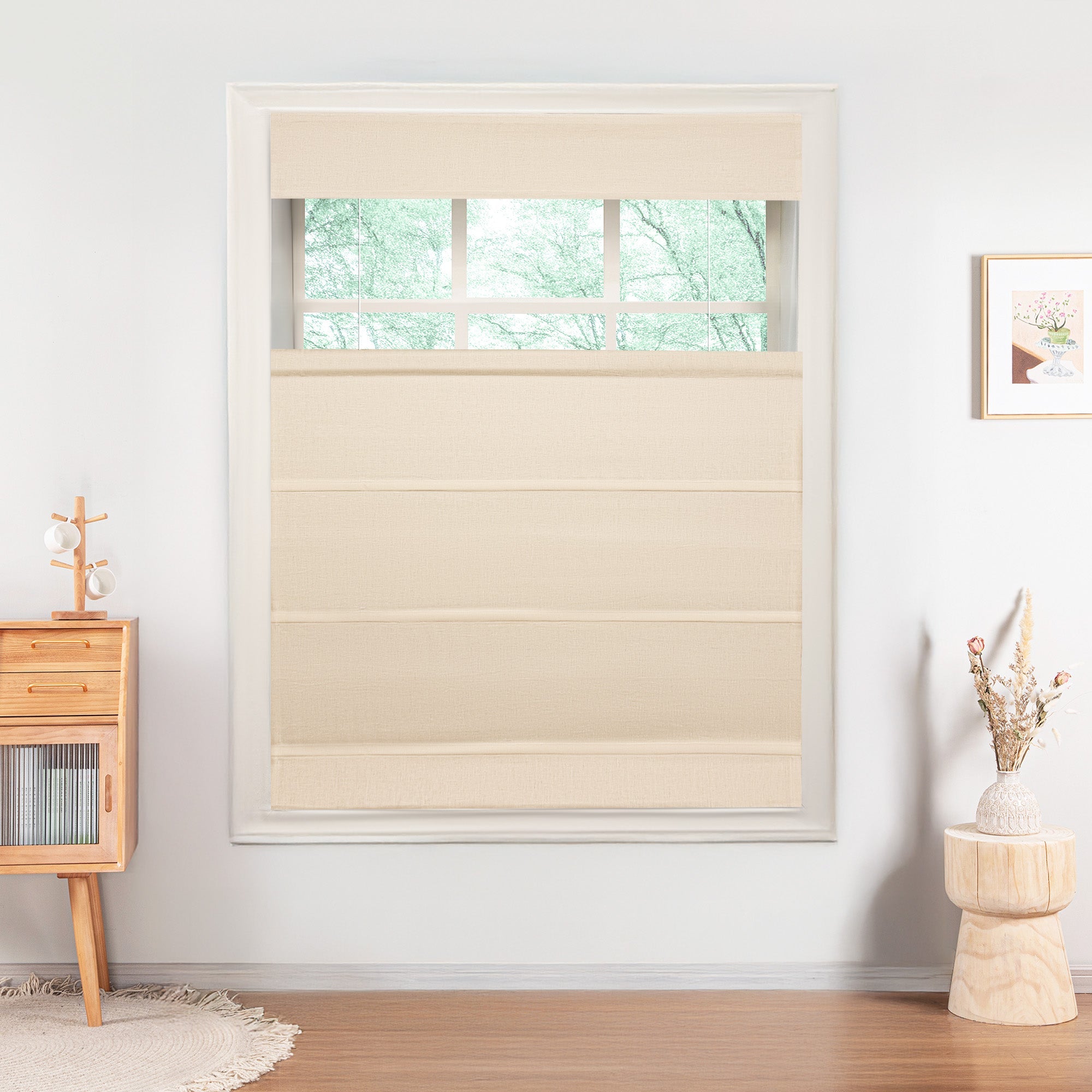 Belgian Flax Linen Roman Shades & Blinds | Top Down Bottom Up-Neutral Decor