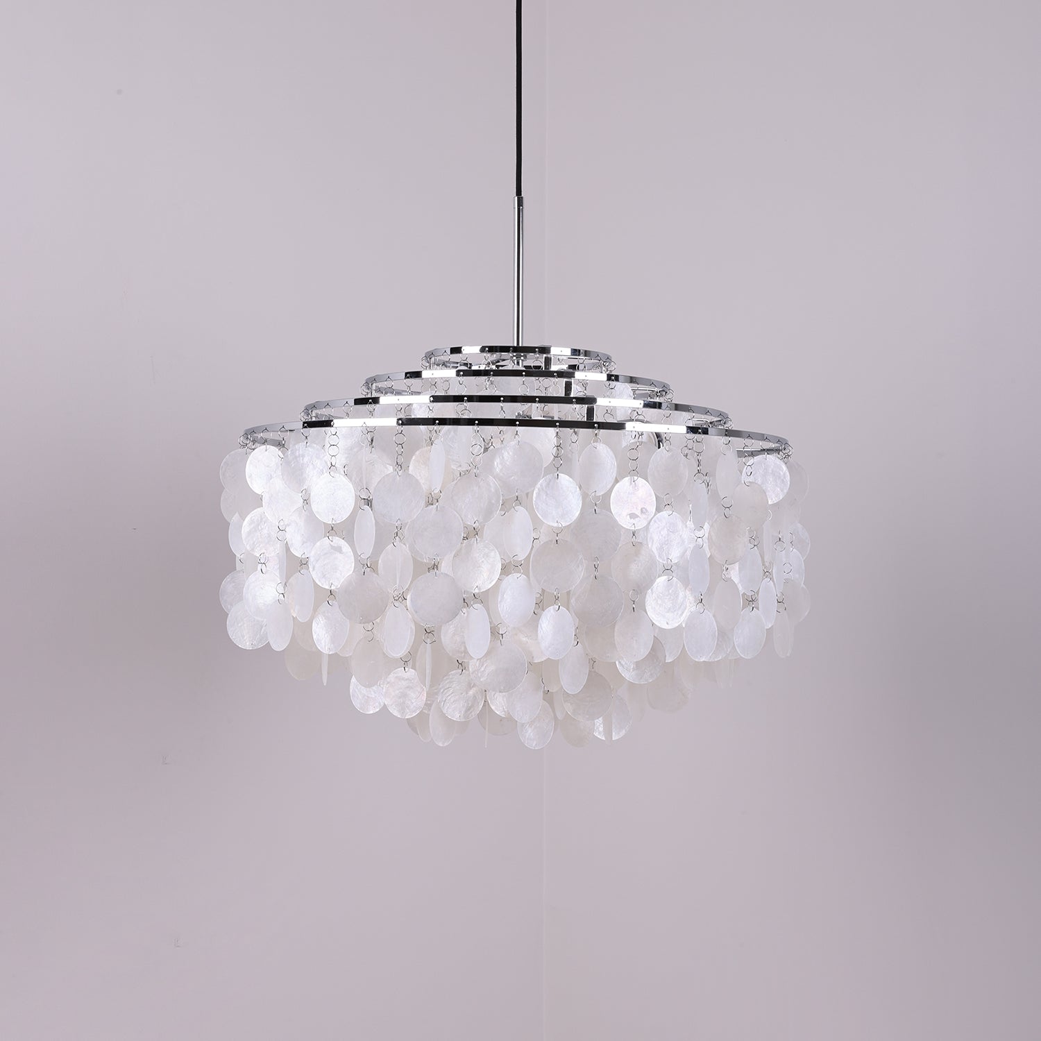 Rivena Pendant Lamp Round Shell Ring-Neutral Decor