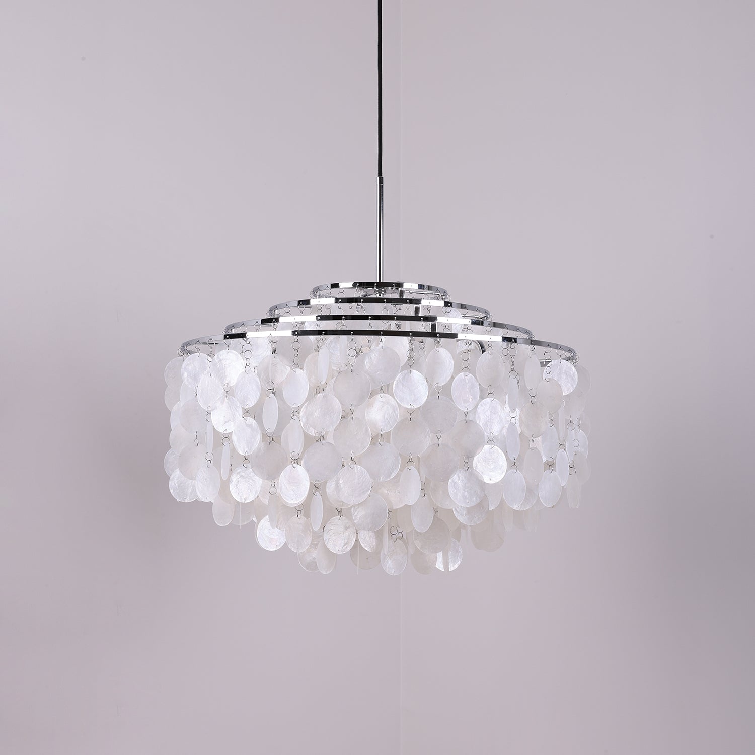 Rivena Pendant Lamp Round Shell Ring-Neutral Decor