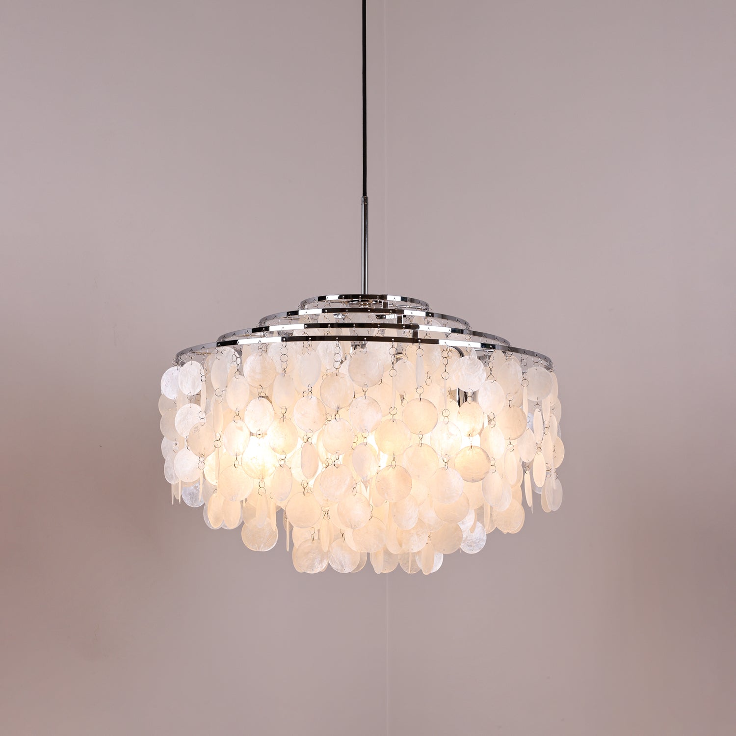 Rivena Pendant Lamp Round Shell Ring-Neutral Decor