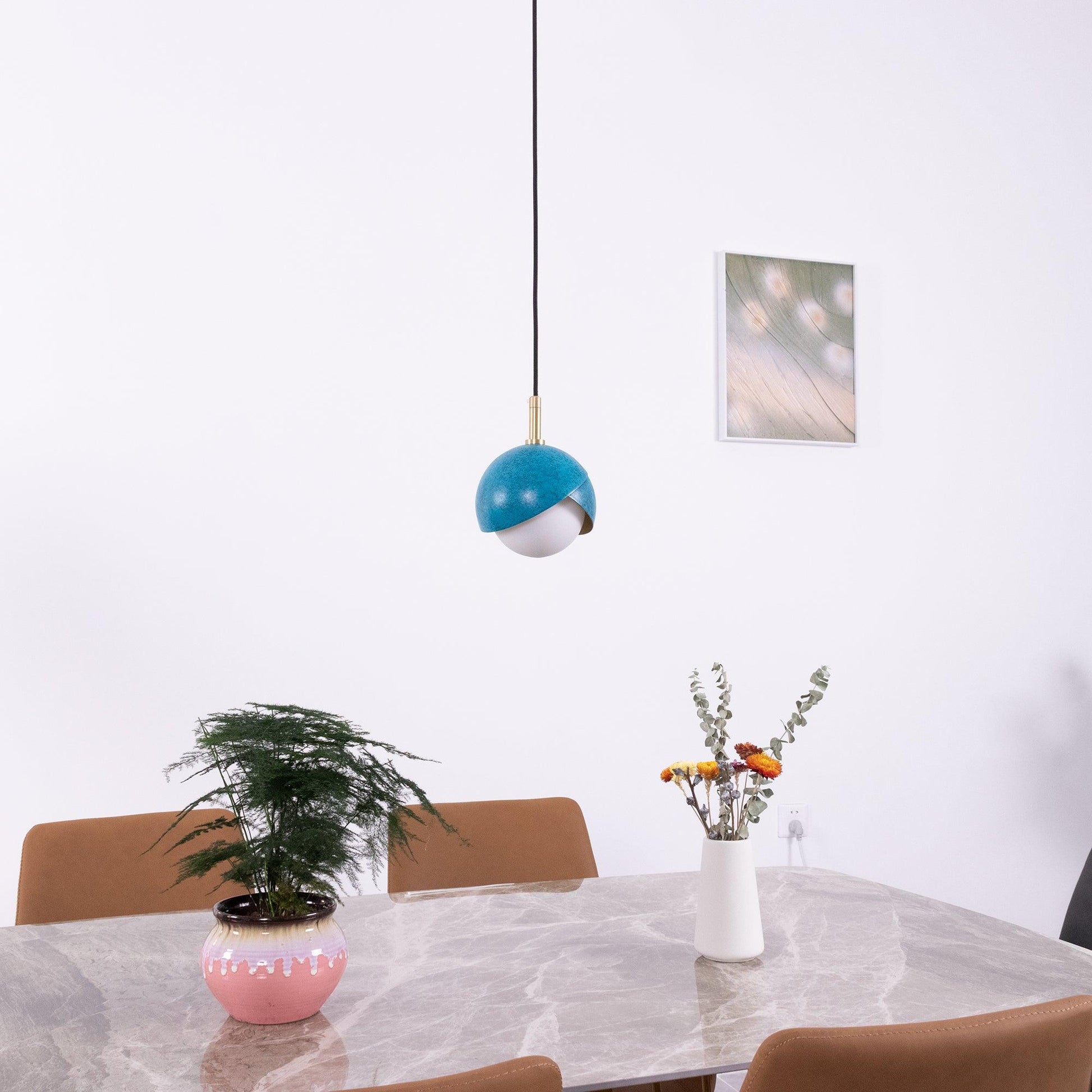 Jynara Pendant Lamp Brass Nested Opal Globe Modern-Neutral Decor
