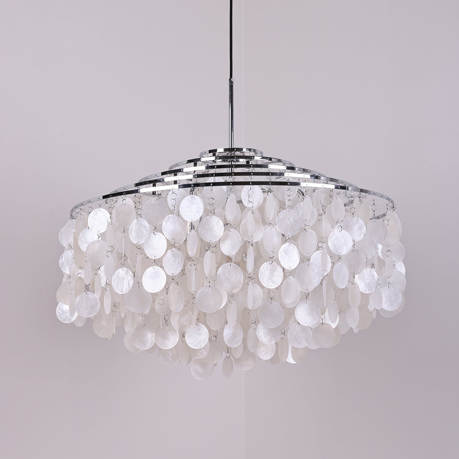 Rivena Pendant Lamp Round Shell Ring-Neutral Decor