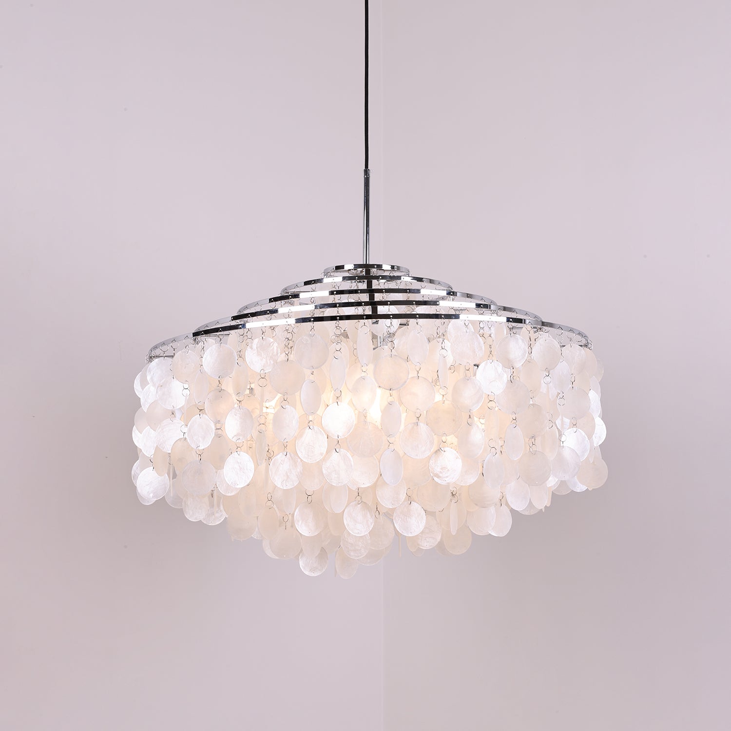 Rivena Pendant Lamp Round Shell Ring-Neutral Decor