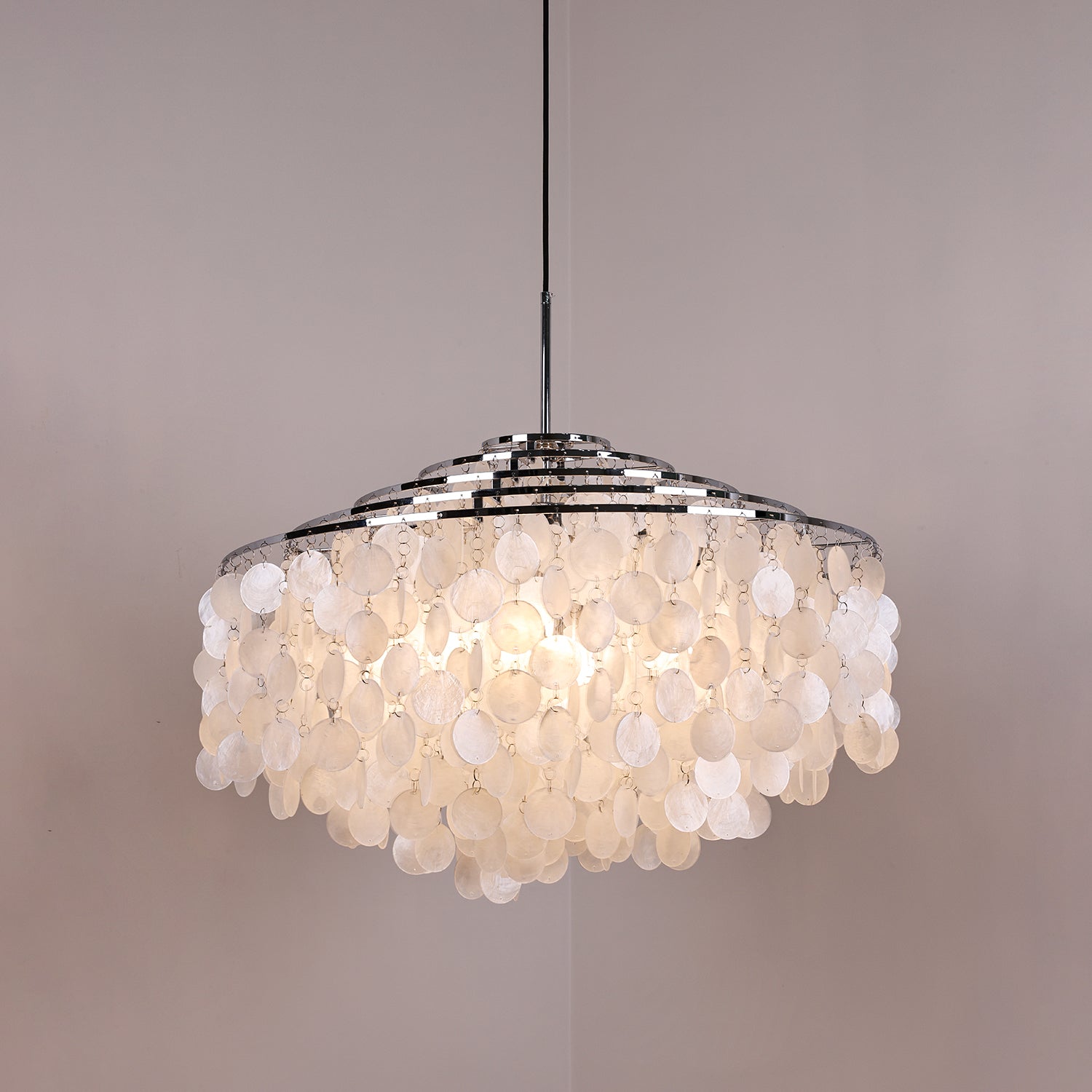 Rivena Pendant Lamp Round Shell Ring-Neutral Decor