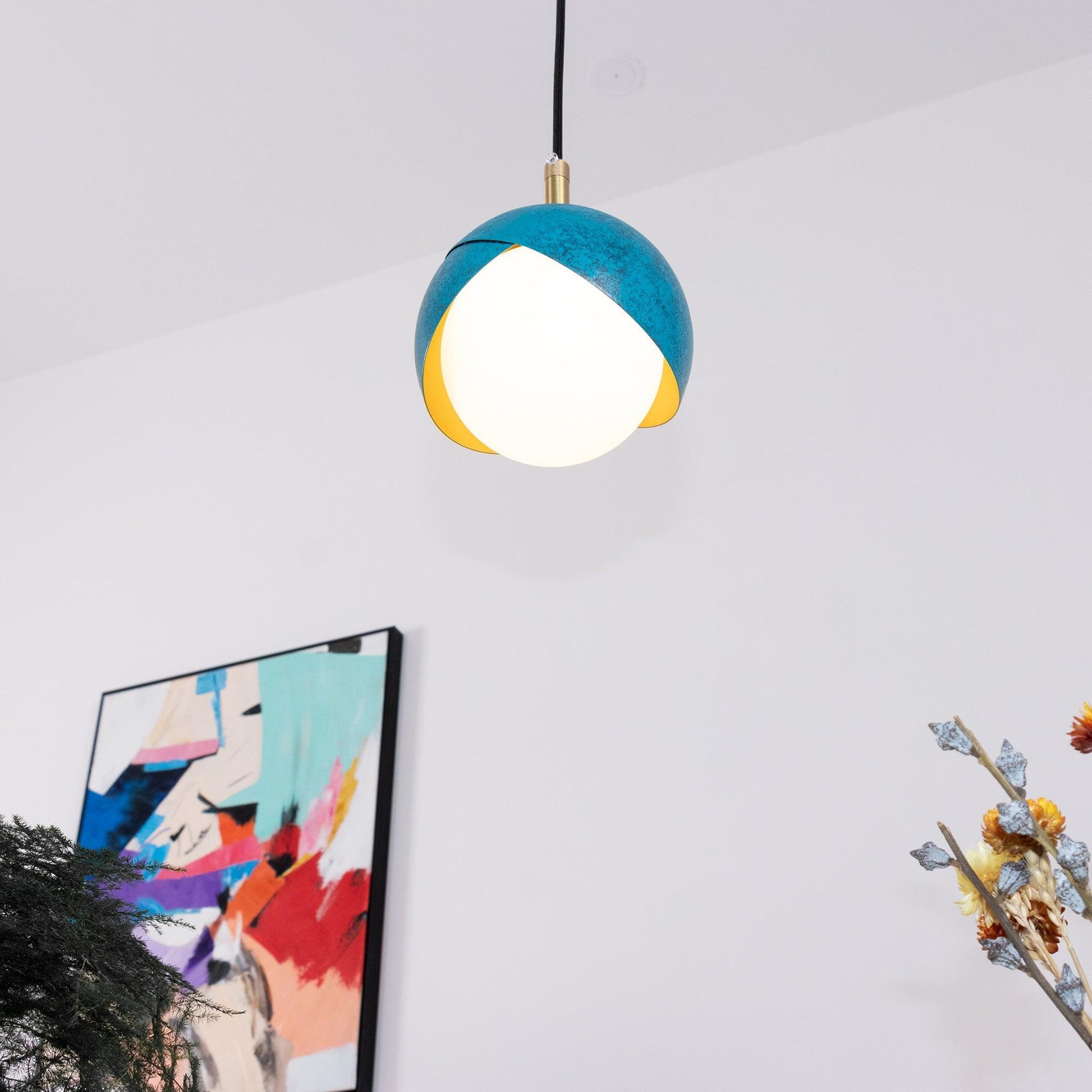 Jynara Pendant Lamp Brass Nested Opal Globe Modern-Neutral Decor