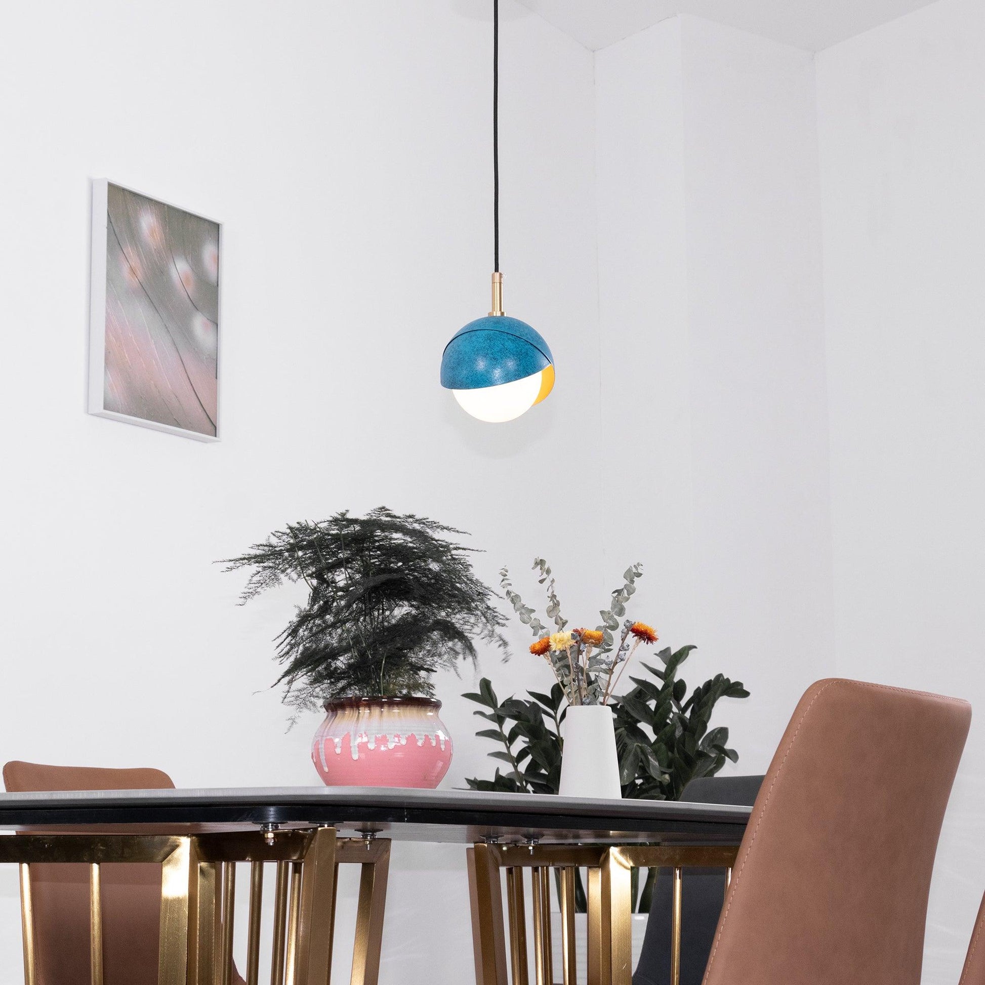 Jynara Pendant Lamp Brass Nested Opal Globe Modern-Neutral Decor
