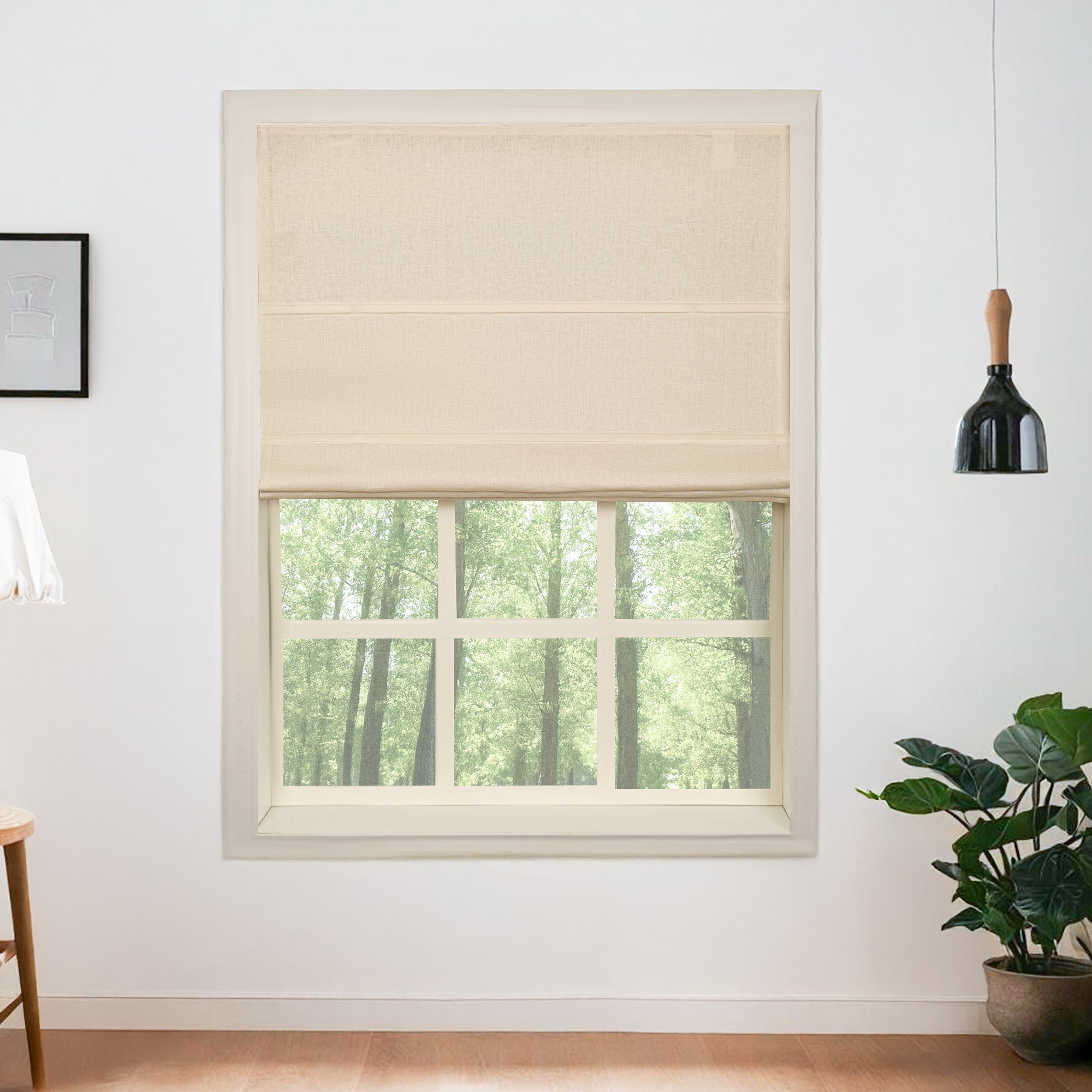 Belgian Flax Linen Roman Shades & Blinds-Neutral Decor