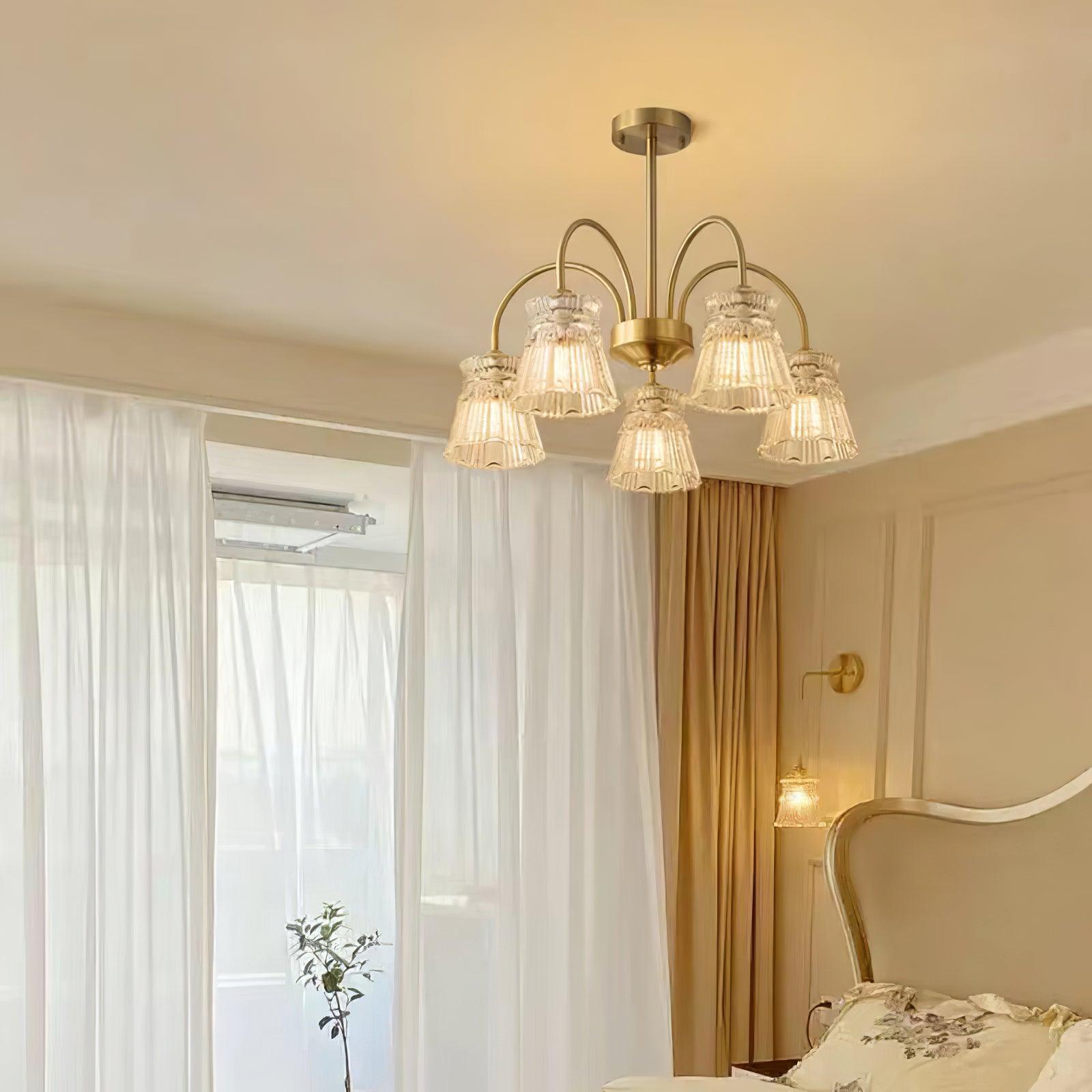 Rostor Chandelier Crystal Glass Gold Midcentury-Neutral Decor