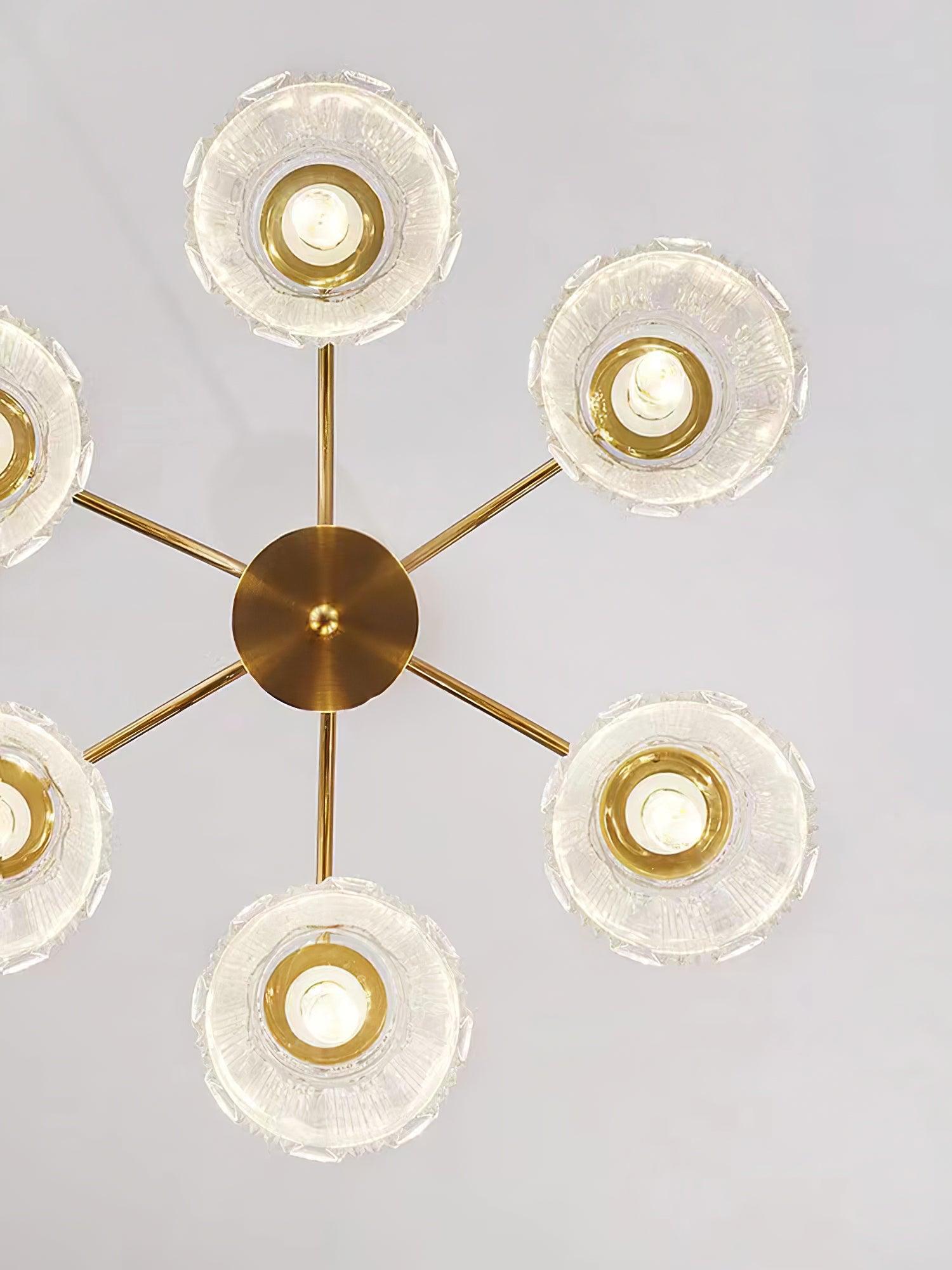 Rostor Chandelier Crystal Glass Gold Midcentury-Neutral Decor