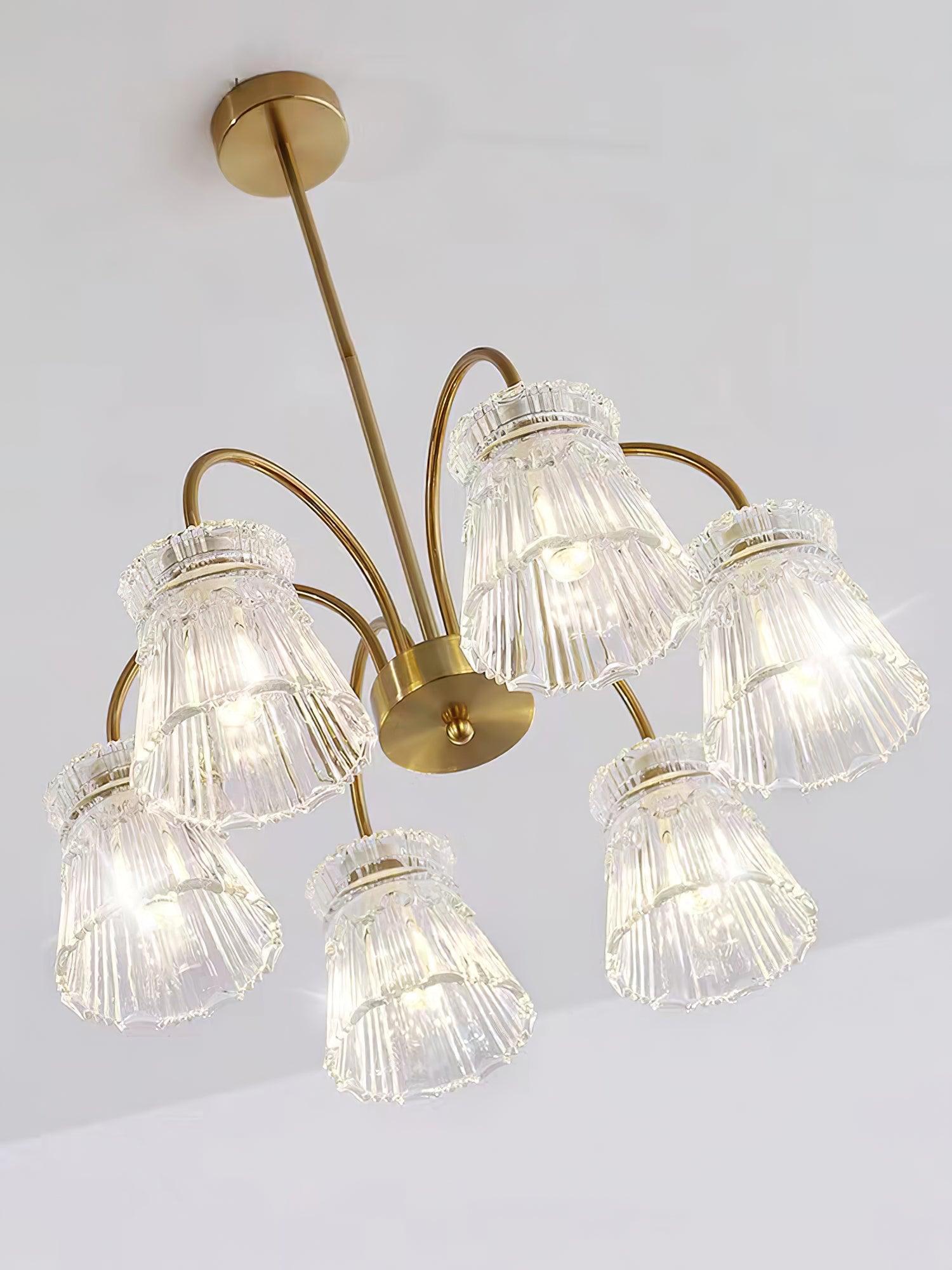 Rostor Chandelier Crystal Glass Gold Midcentury-Neutral Decor