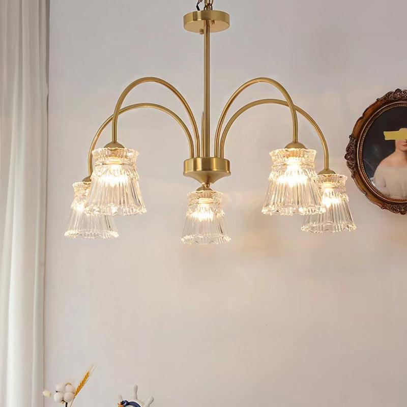 Rostor Chandelier Crystal Glass Gold Midcentury-Neutral Decor