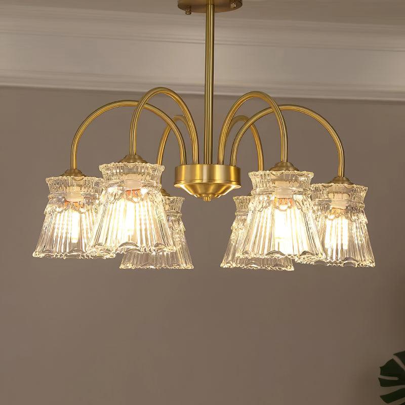 Rostor Chandelier Crystal Glass Gold Midcentury-Neutral Decor