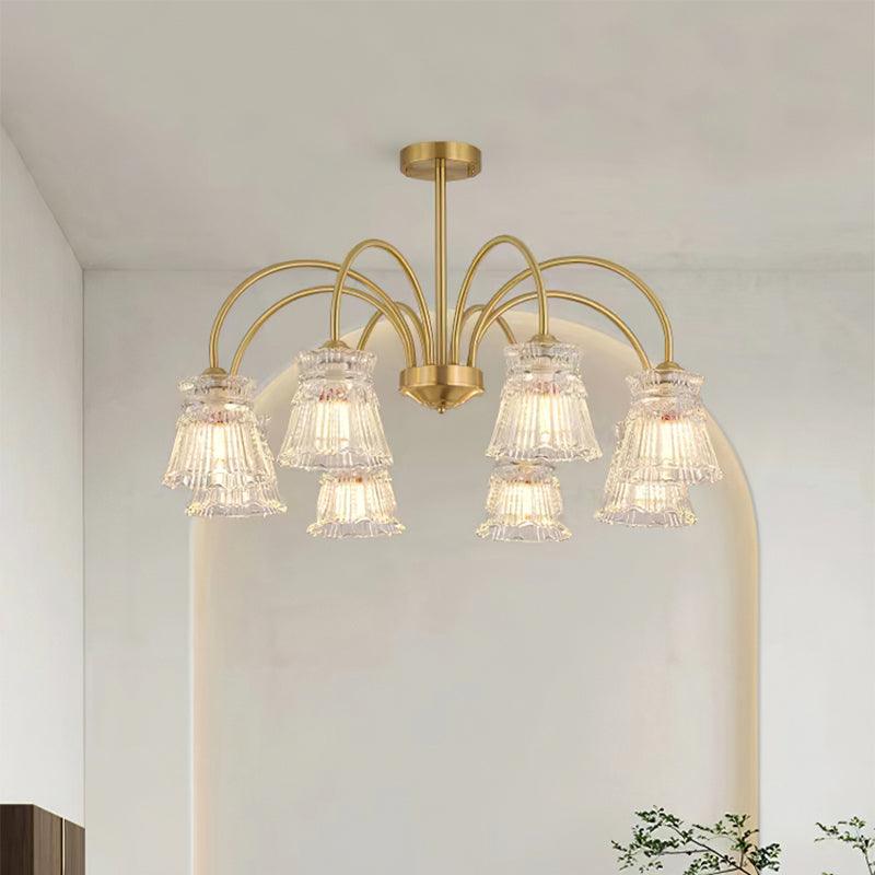 Rostor Chandelier Crystal Glass Gold Midcentury-Neutral Decor