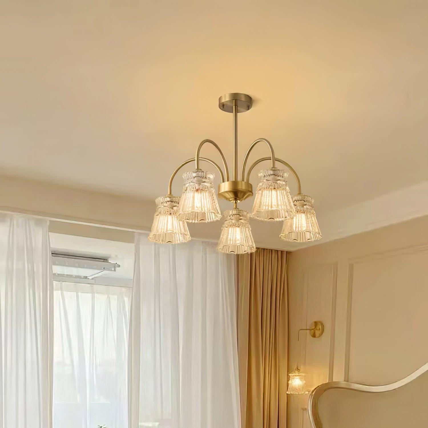 Rostor Chandelier Crystal Glass Gold Midcentury-Neutral Decor