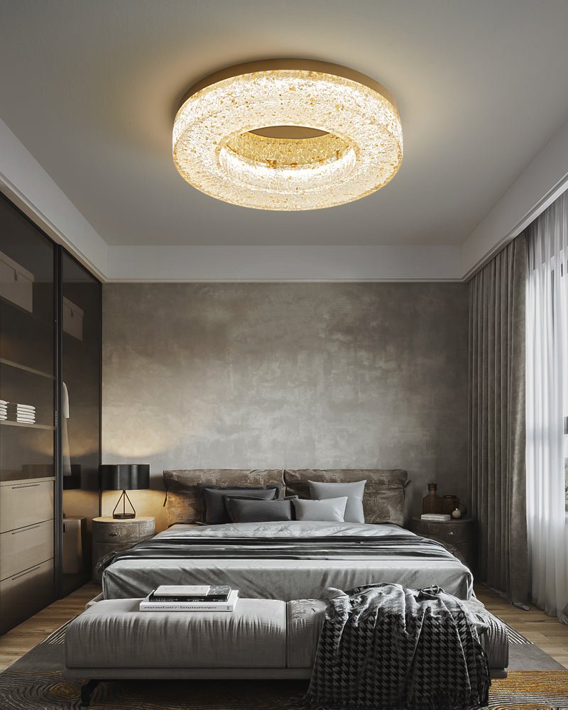 Dovira Ice Crack Circle Resin Ceiling Lamp-Neutral Decor