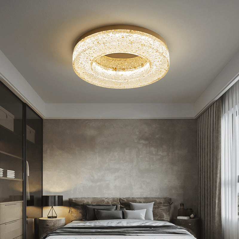 Dovira Ice Crack Circle Resin Ceiling Lamp-Neutral Decor