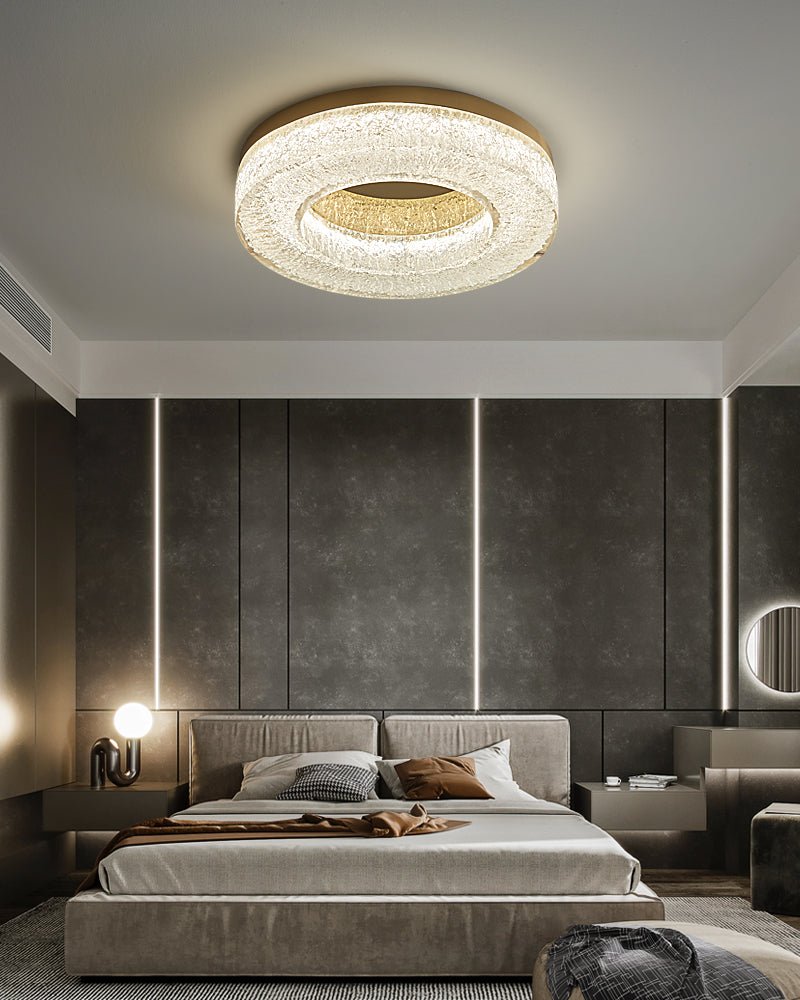 Dovira Ice Crack Circle Resin Ceiling Lamp-Neutral Decor