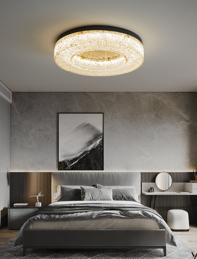 Dovira Ice Crack Circle Resin Ceiling Lamp-Neutral Decor
