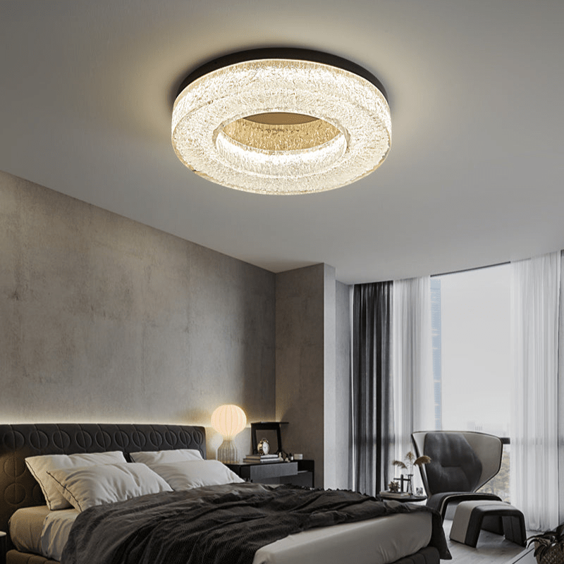 Dovira Ice Crack Circle Resin Ceiling Lamp-Neutral Decor