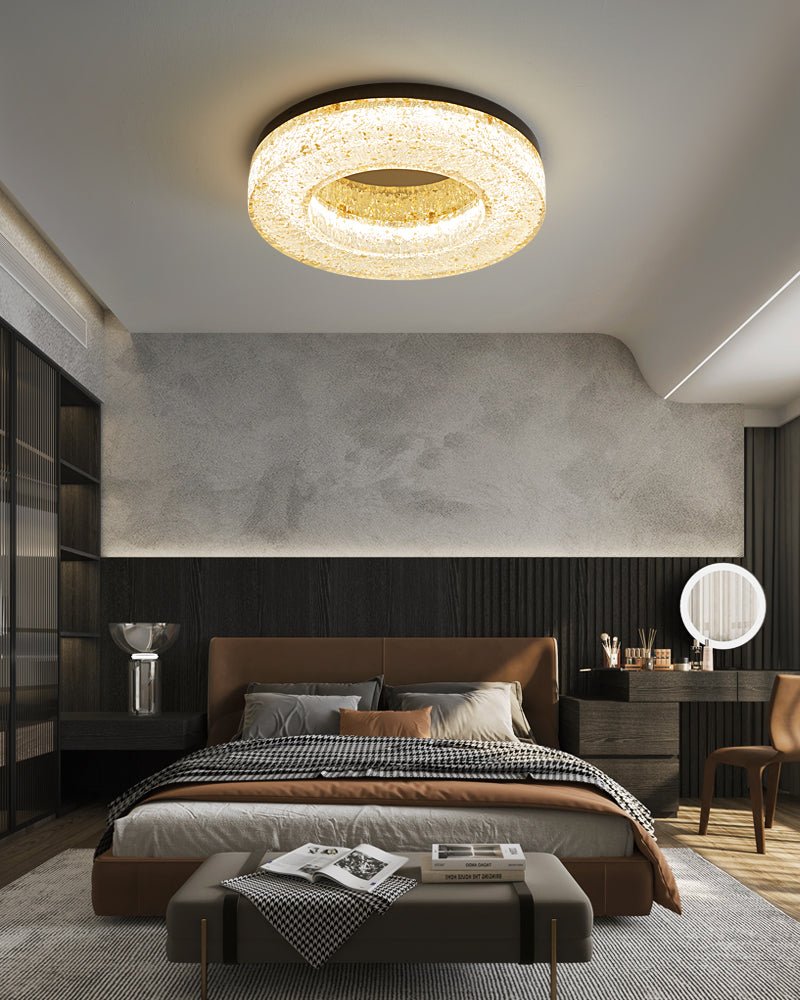 Dovira Ice Crack Circle Resin Ceiling Lamp-Neutral Decor