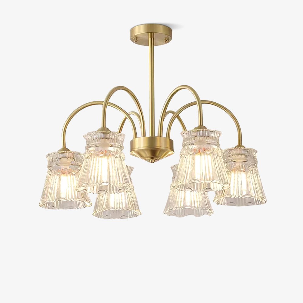 Rostor Chandelier Crystal Glass Gold Midcentury-Neutral Decor