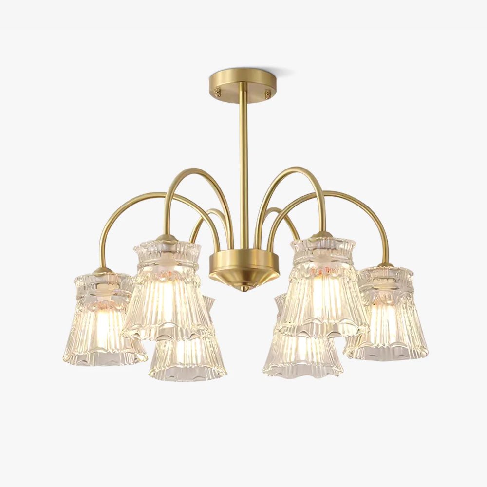 Rostor Chandelier Crystal Glass Gold Midcentury-Neutral Decor