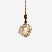 Pendant Light Walnut Wood Glass Cube