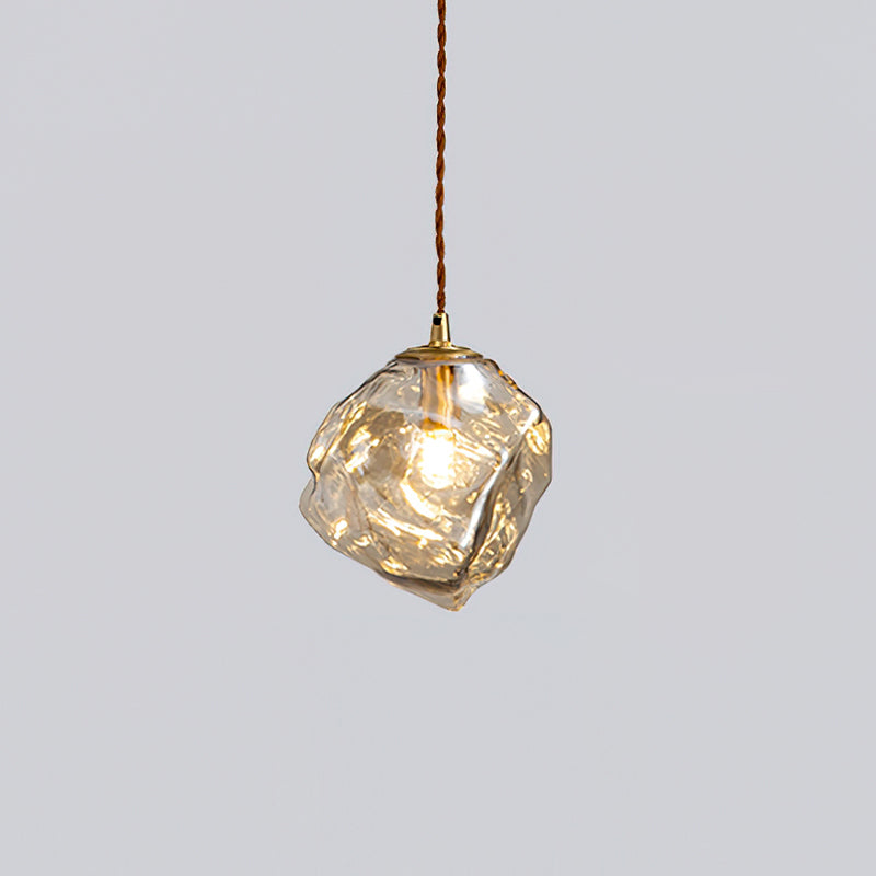 Pendant Light Walnut Wood Glass Cube