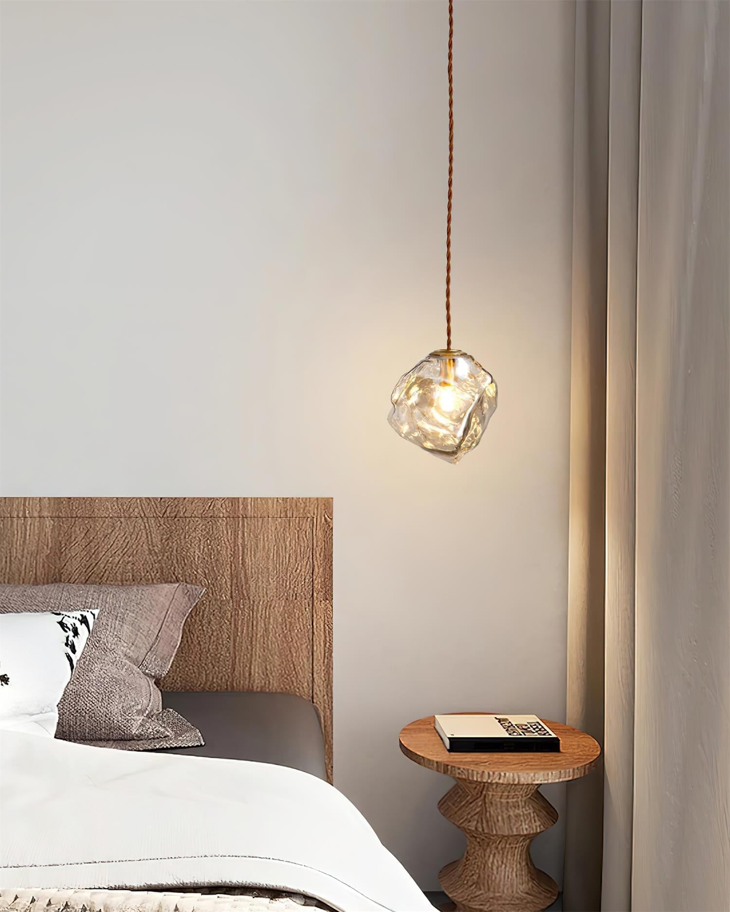 Pendant Light Walnut Wood Glass Cube