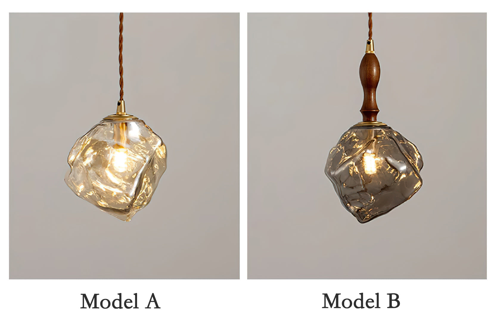 Pendant Light Walnut Wood Glass Cube