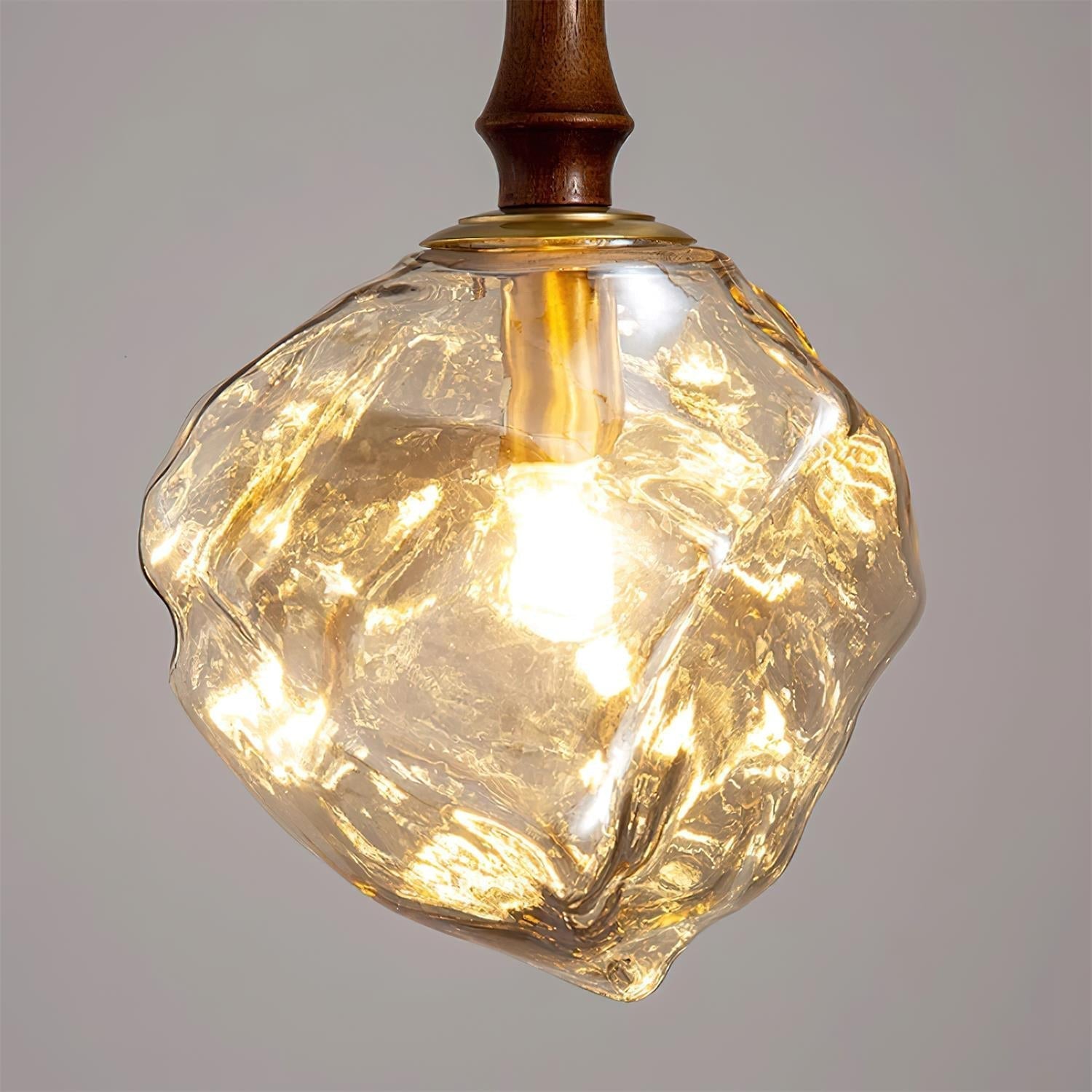 Pendant Light Walnut Wood Glass Cube