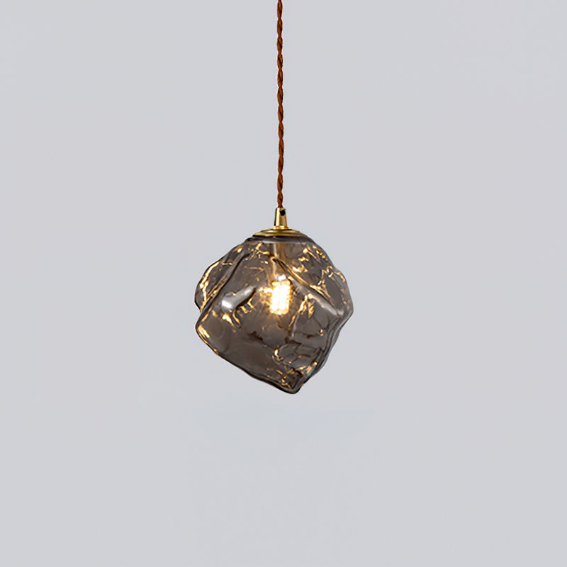 Pendant Light Walnut Wood Glass Cube