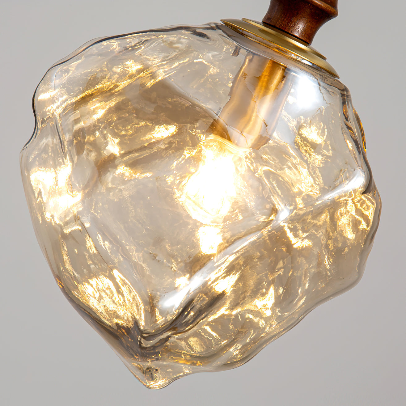 Pendant Light Walnut Wood Glass Cube
