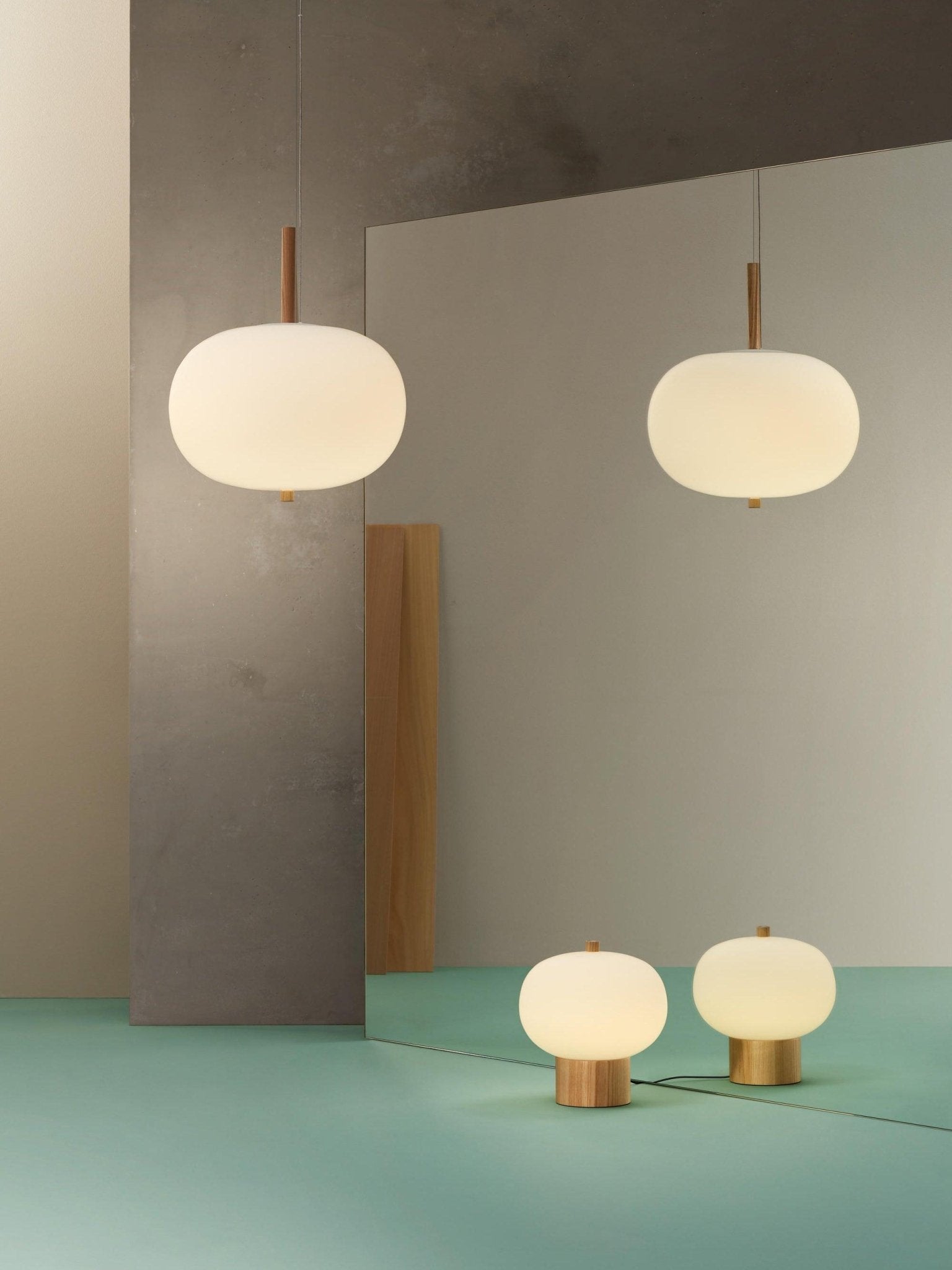 Jaldes Wood & Glass Table Lamp-Neutral Decor