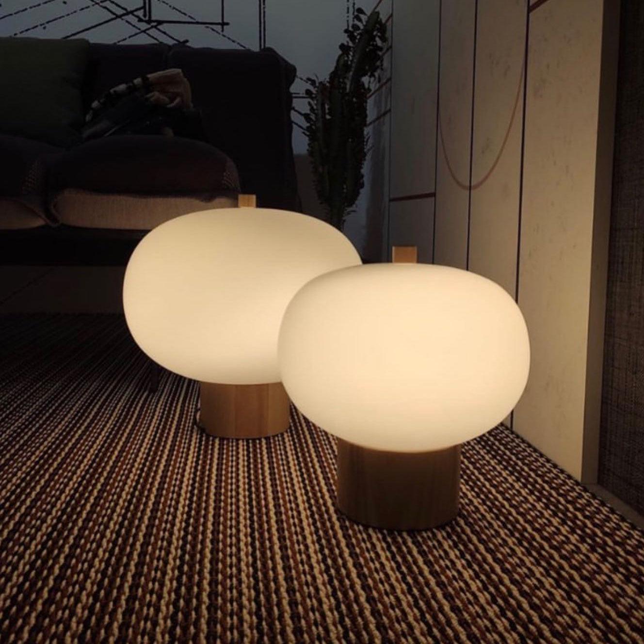 Jaldes Wood & Glass Table Lamp-Neutral Decor