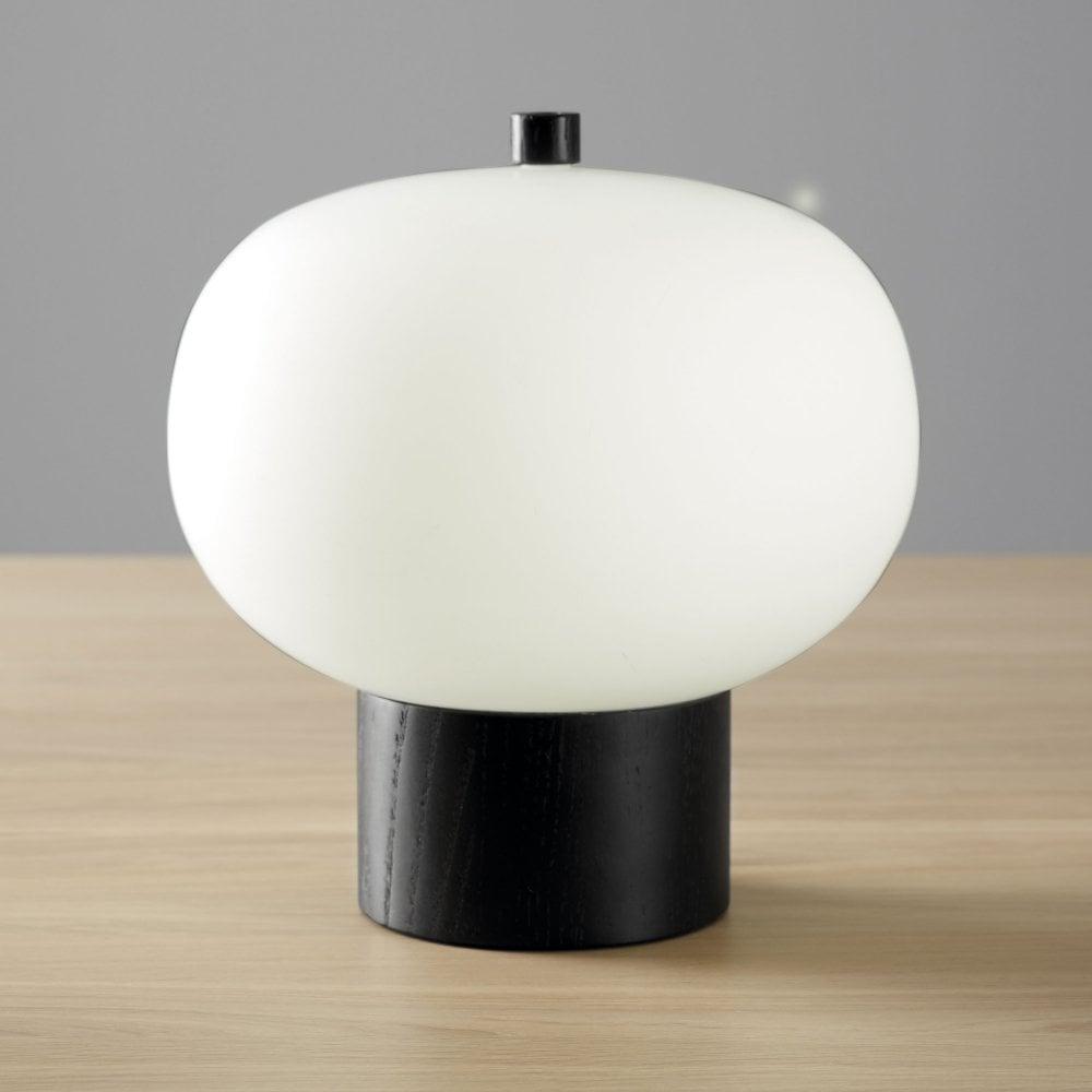 Jaldes Wood & Glass Table Lamp-Neutral Decor