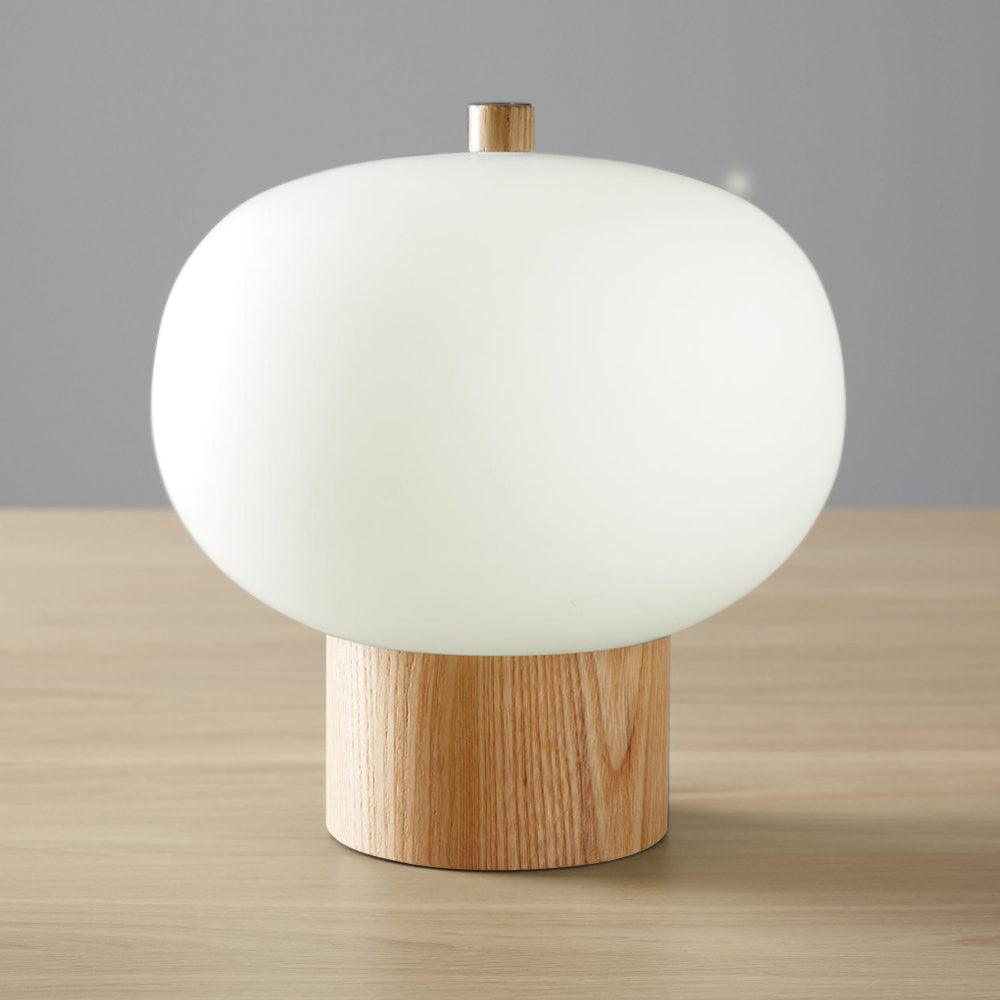 Jaldes Wood & Glass Table Lamp-Neutral Decor