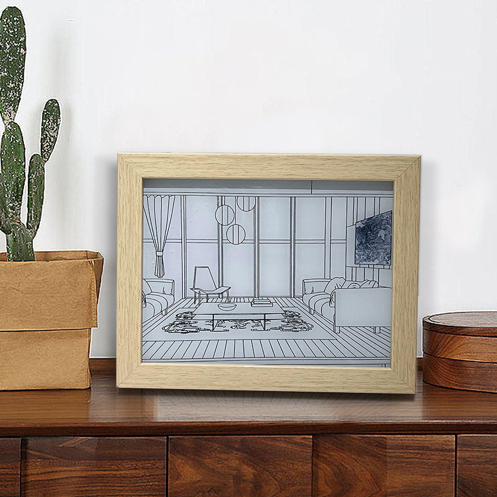 Olrine Illuminated Bedside Art Wood Wall lamp-Neutral Decor