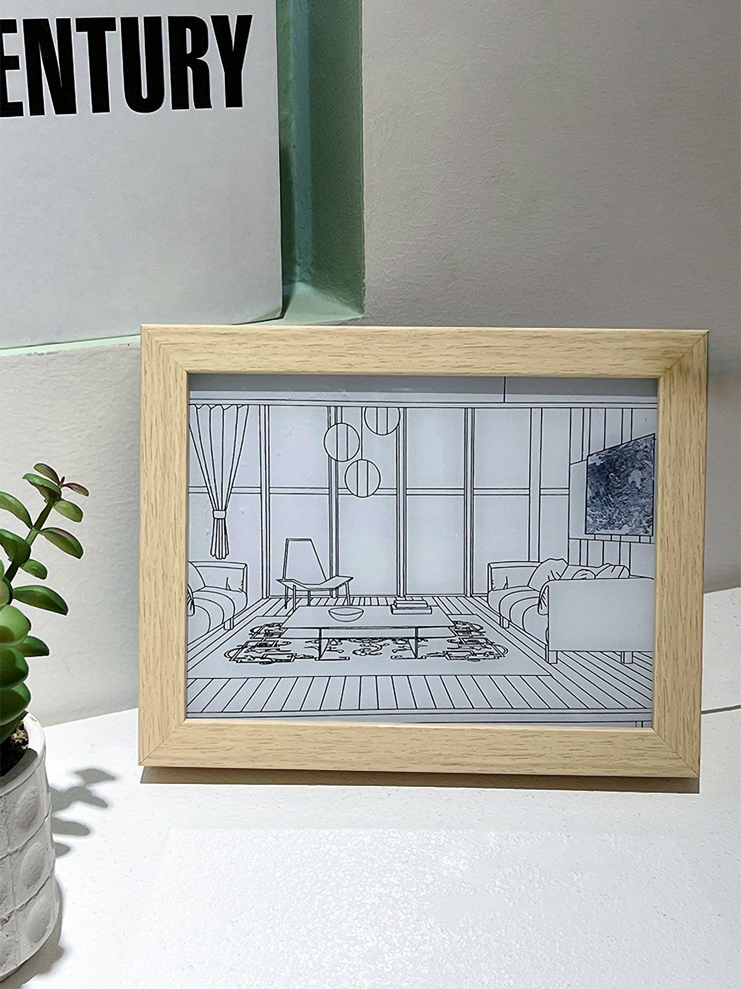 Olrine Illuminated Bedside Art Wood Wall lamp-Neutral Decor