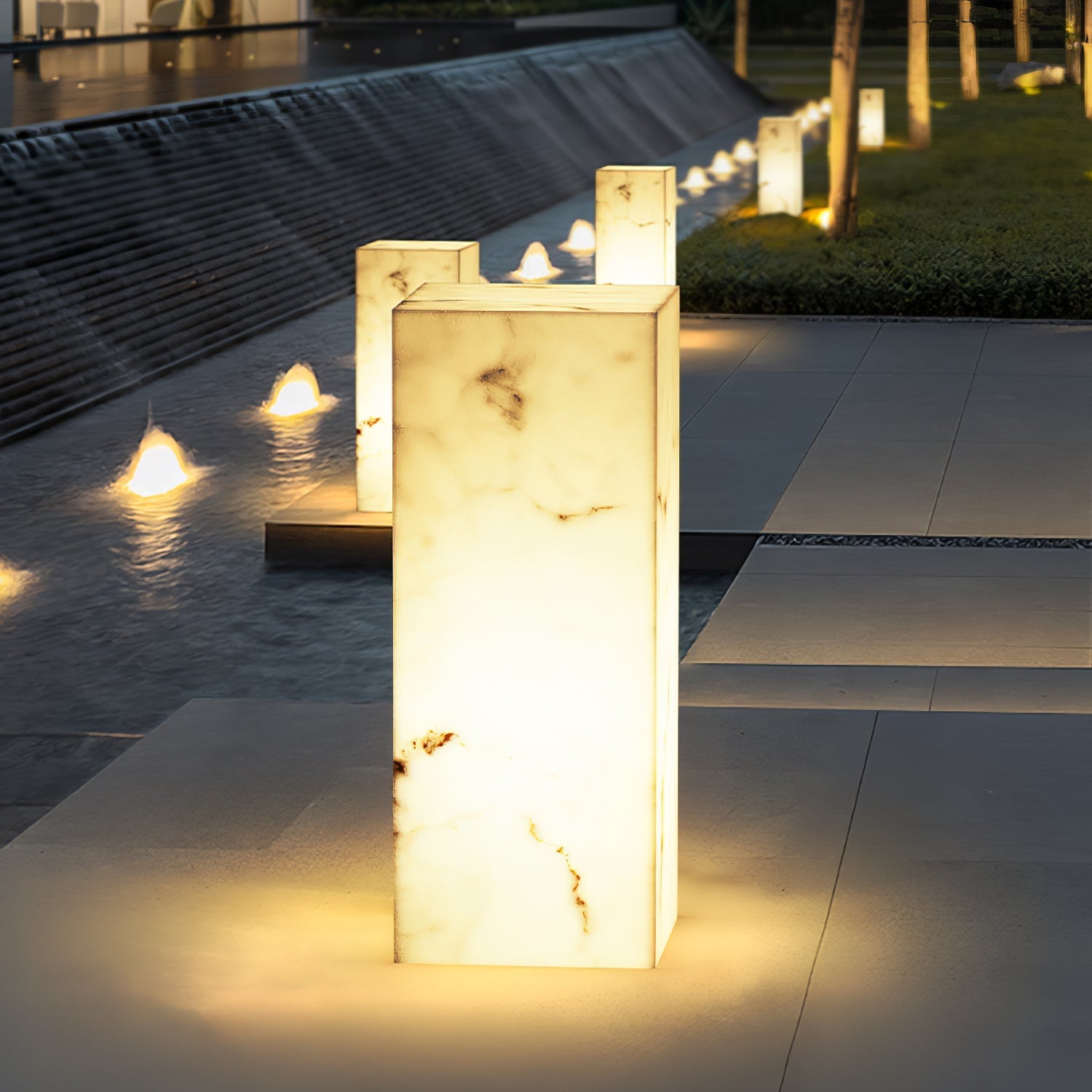 Ardorion Modern Minimalist Cube Marble Outdoor Light-Neutral Decor