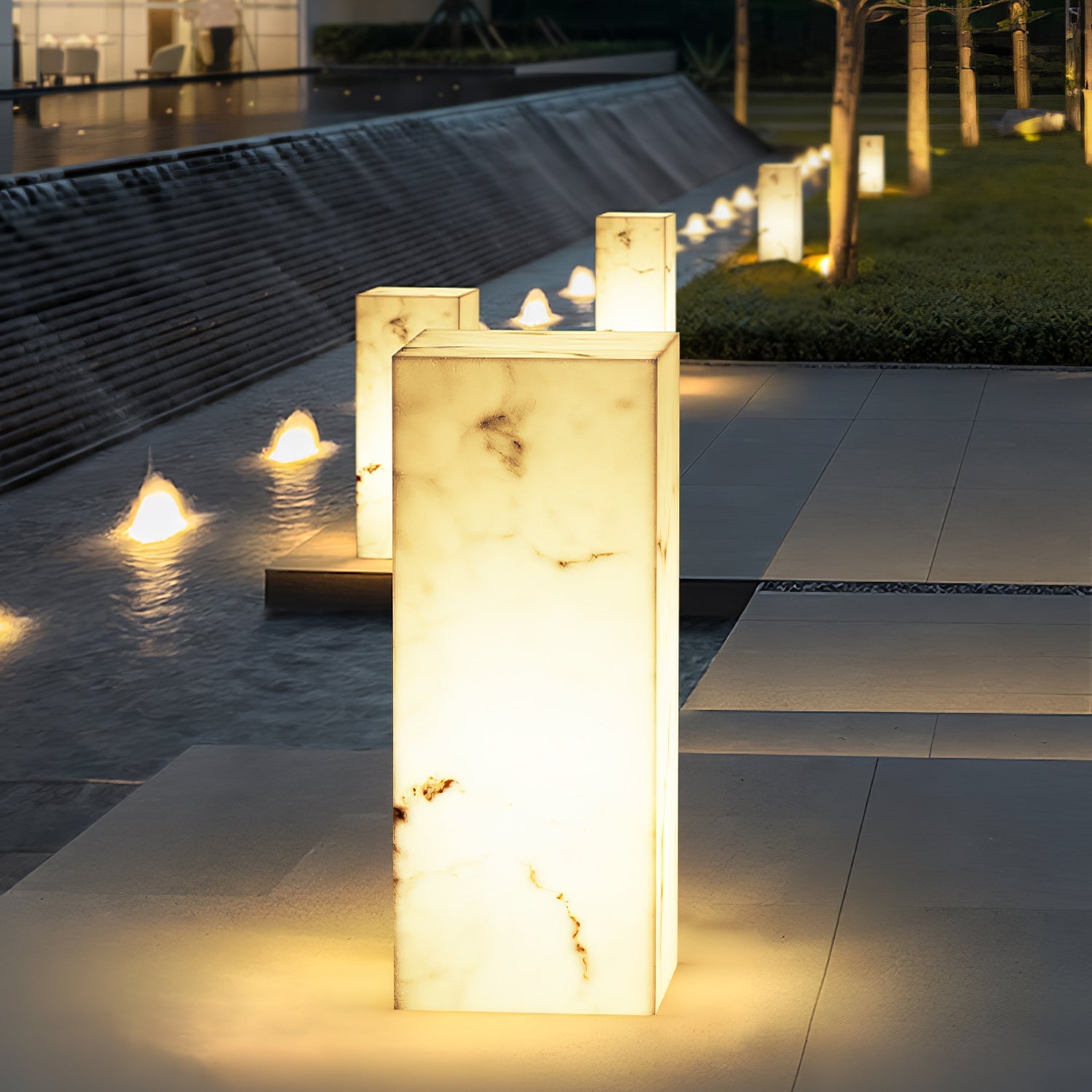 Ardorion Modern Minimalist Cube Marble Outdoor Light-Neutral Decor