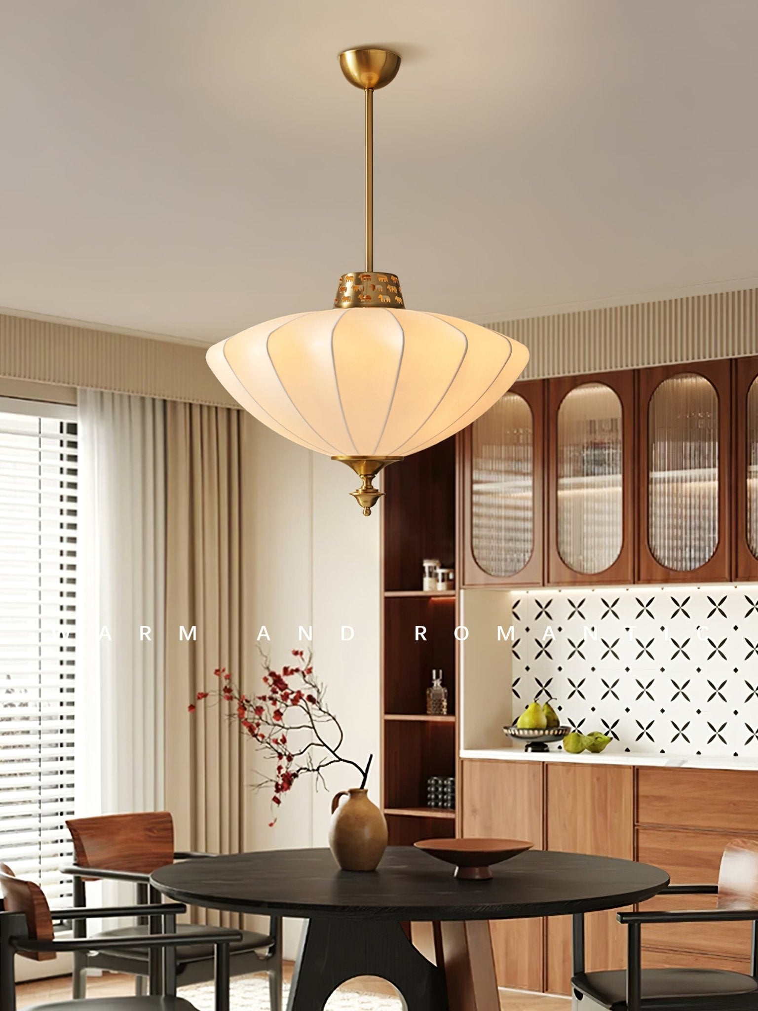 Ortalara Elegance Vintage Bloom Silk Pendant Lamp-Neutral Decor