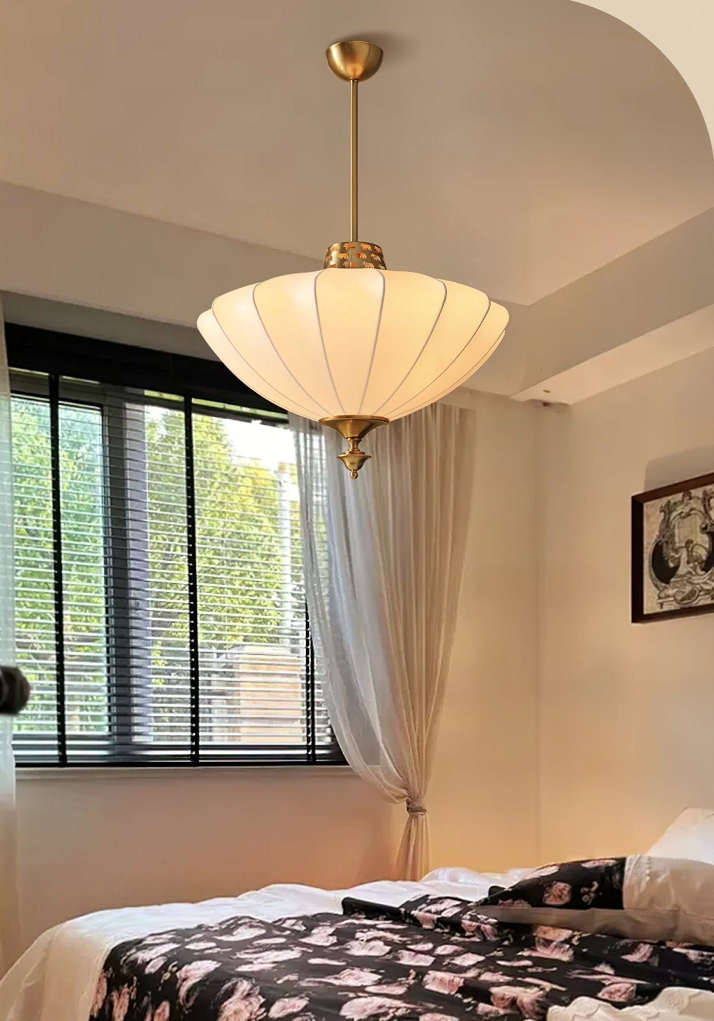 Ortalara Elegance Vintage Bloom Silk Pendant Lamp-Neutral Decor