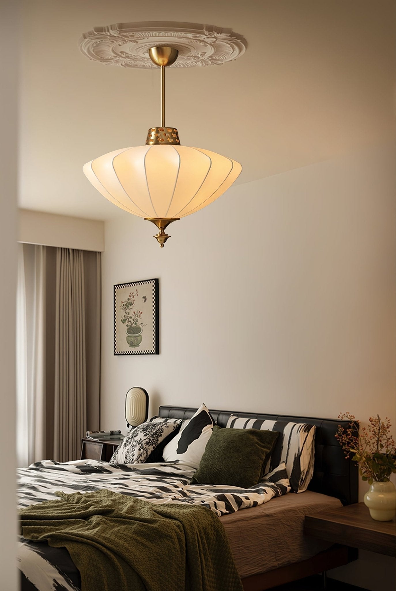 Ortalara Elegance Vintage Bloom Silk Pendant Lamp-Neutral Decor