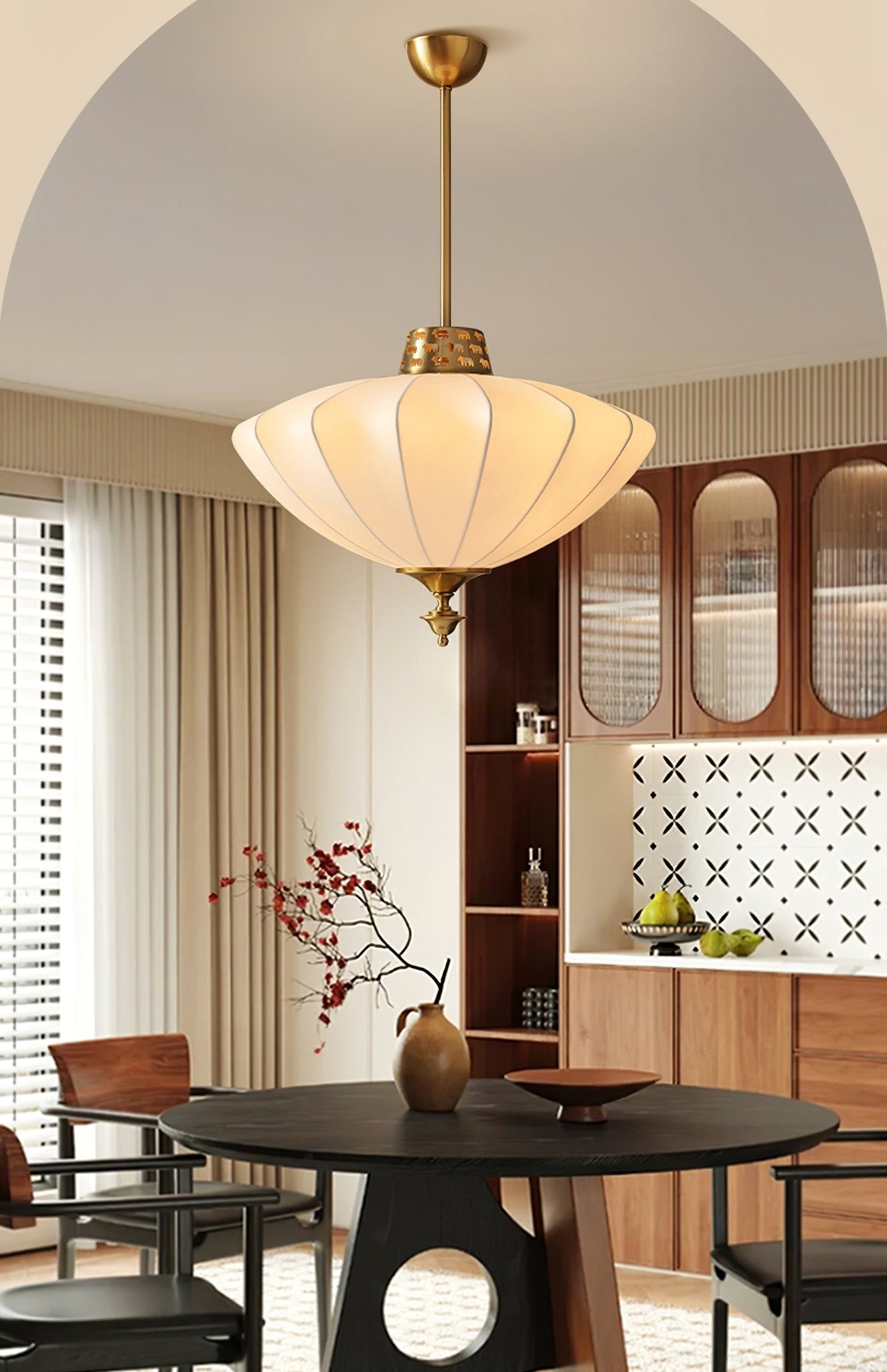 Ortalara Elegance Vintage Bloom Silk Pendant Lamp-Neutral Decor