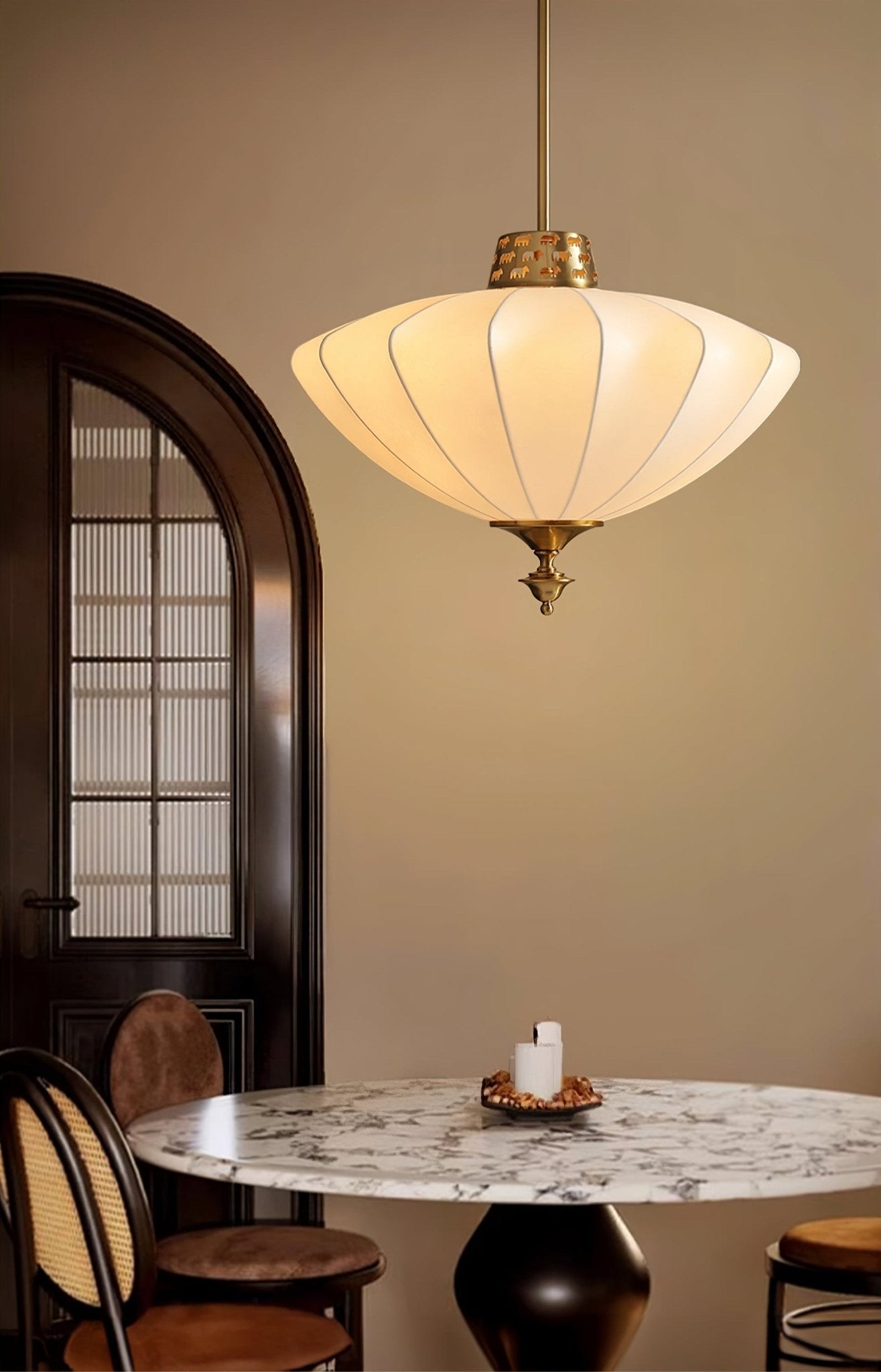 Ortalara Elegance Vintage Bloom Silk Pendant Lamp-Neutral Decor