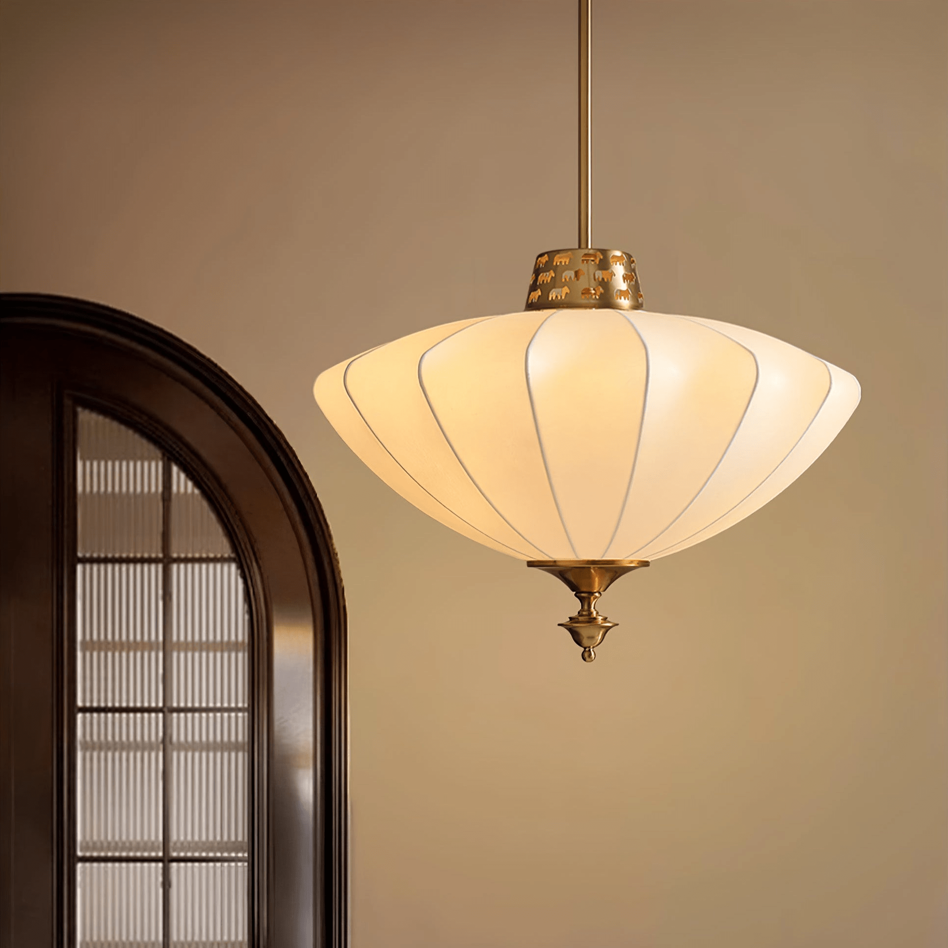 Ortalara Elegance Vintage Bloom Silk Pendant Lamp-Neutral Decor