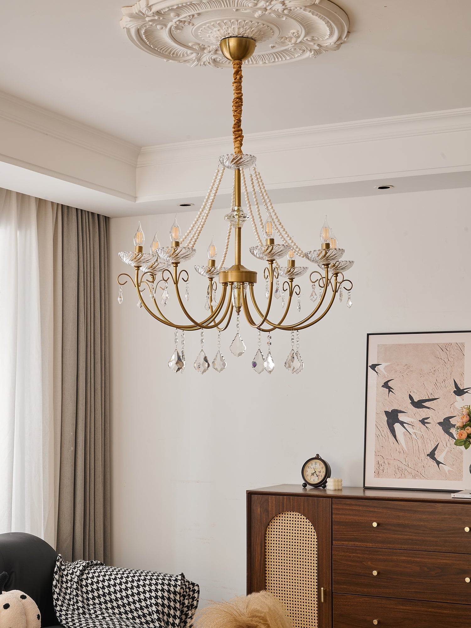 Lustra Chandelier Pearl Crystal Elegant Classic-Neutral Decor